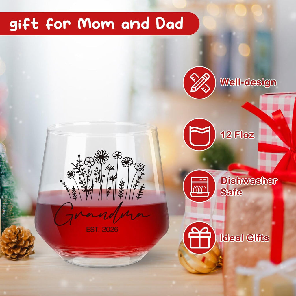 First Time Grandparents Mothers Day Gifts 2026, Grandma Wine Glass And Grandpa Whiskey Glass Set, Pregnancy Announcement Gifts For Grandparent, Promoted To Grandparents Mother‘s Day Gift for Grandma