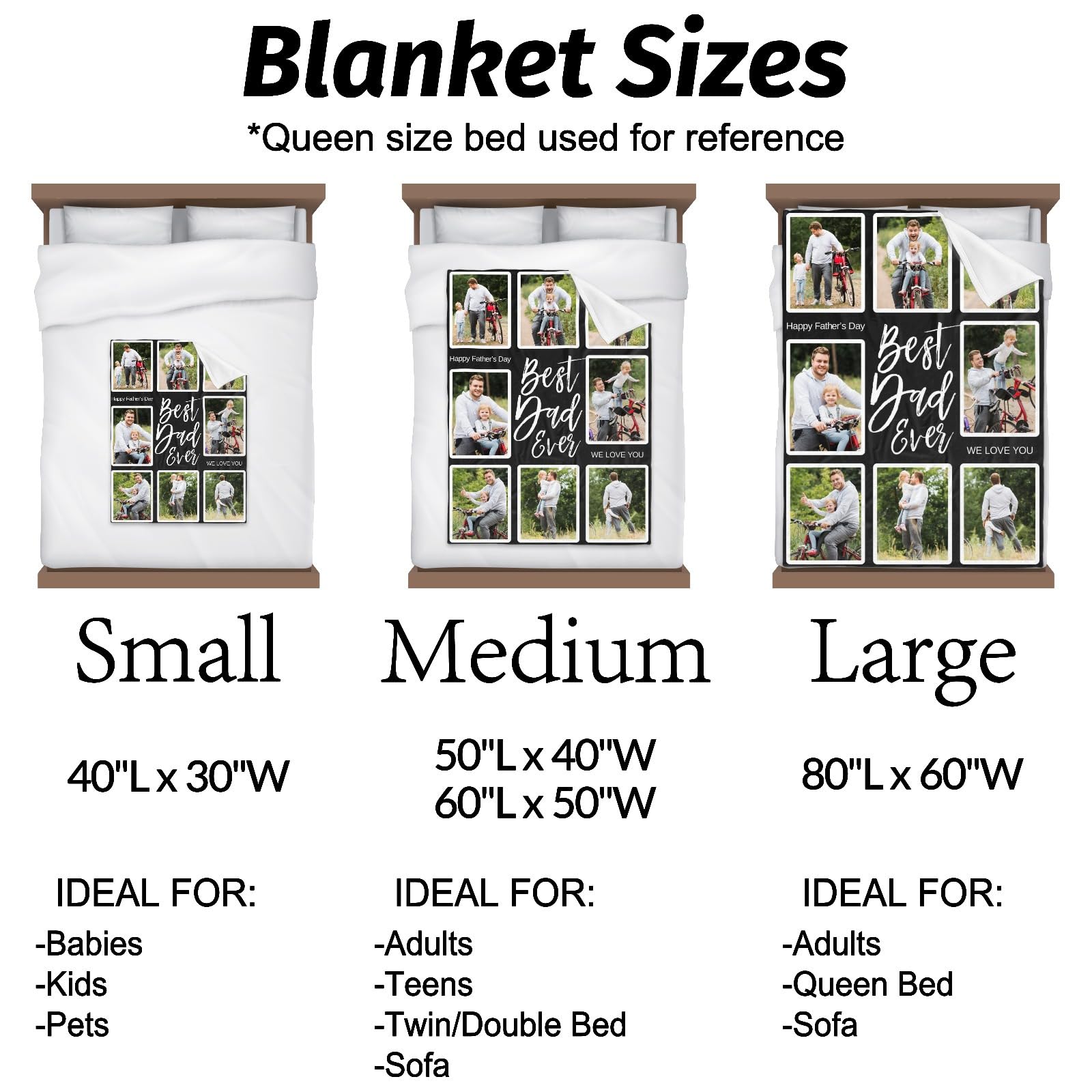 inkArts Custom Blanket Throws with Photos Text Personalized with Picture Customizable, Customize for Mom, Dad, Couple, Girlfriend, Boyfriend, Husband & Wife