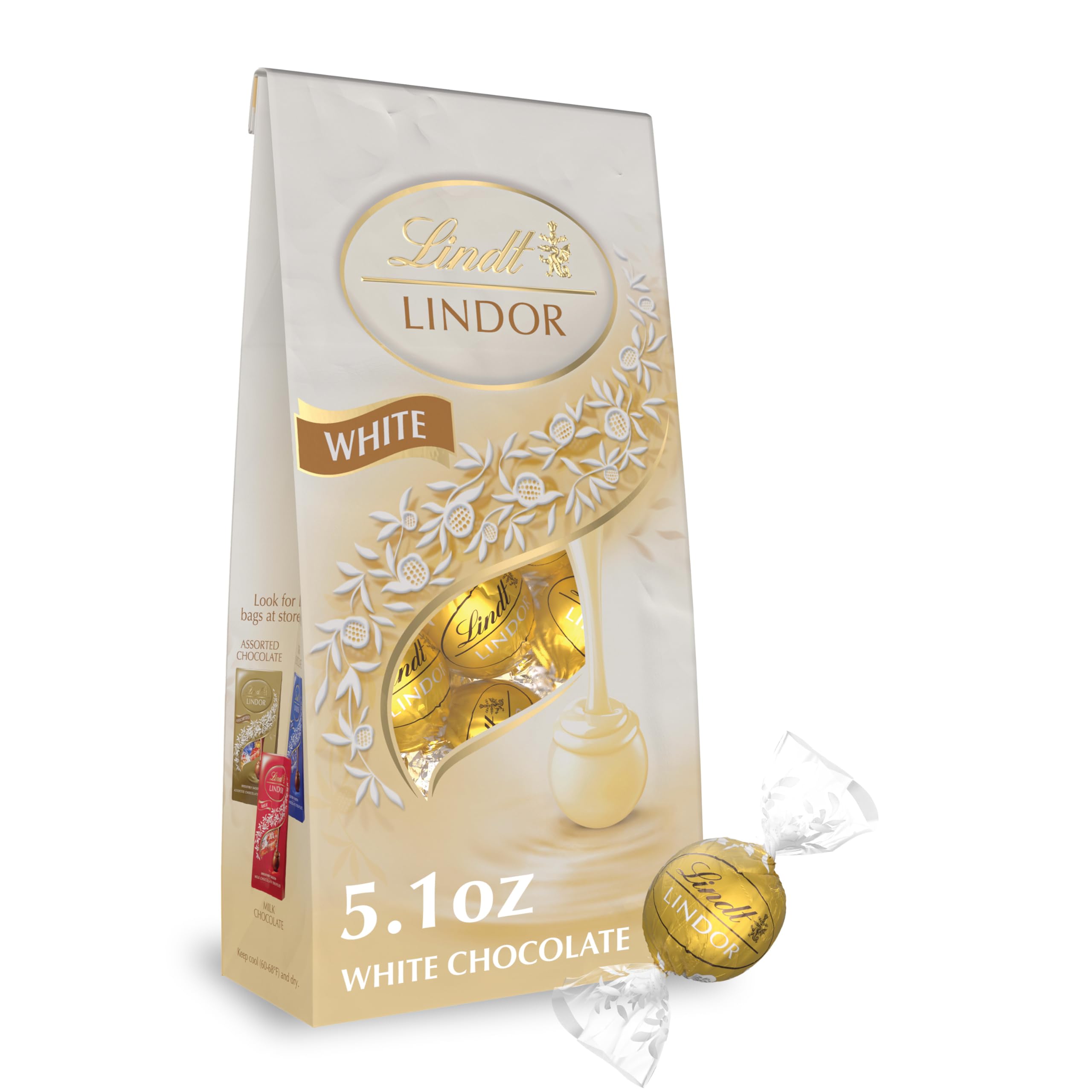 Lindt LINDOR Holiday Snickerdoodle White Chocolate Candy Truffles with Smooth, Melting Truffle Center, 8.5 oz. Bag