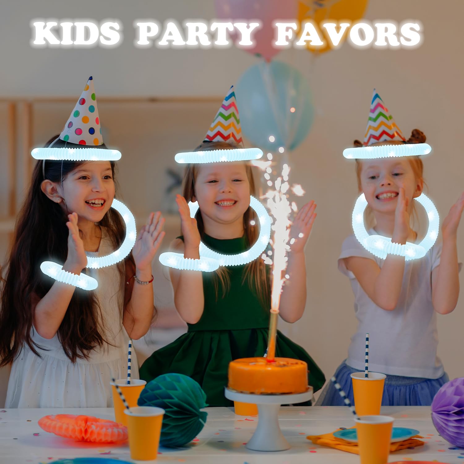 Kannove 12-24 PCS Green Glow Sticks Party Favors Supplies for Kids,4th of July LED Light up Pop Tubes for Toddlers,Neon Necklaces Bracelets Accessories,Glow Birthday Dance Camping Party Decorations