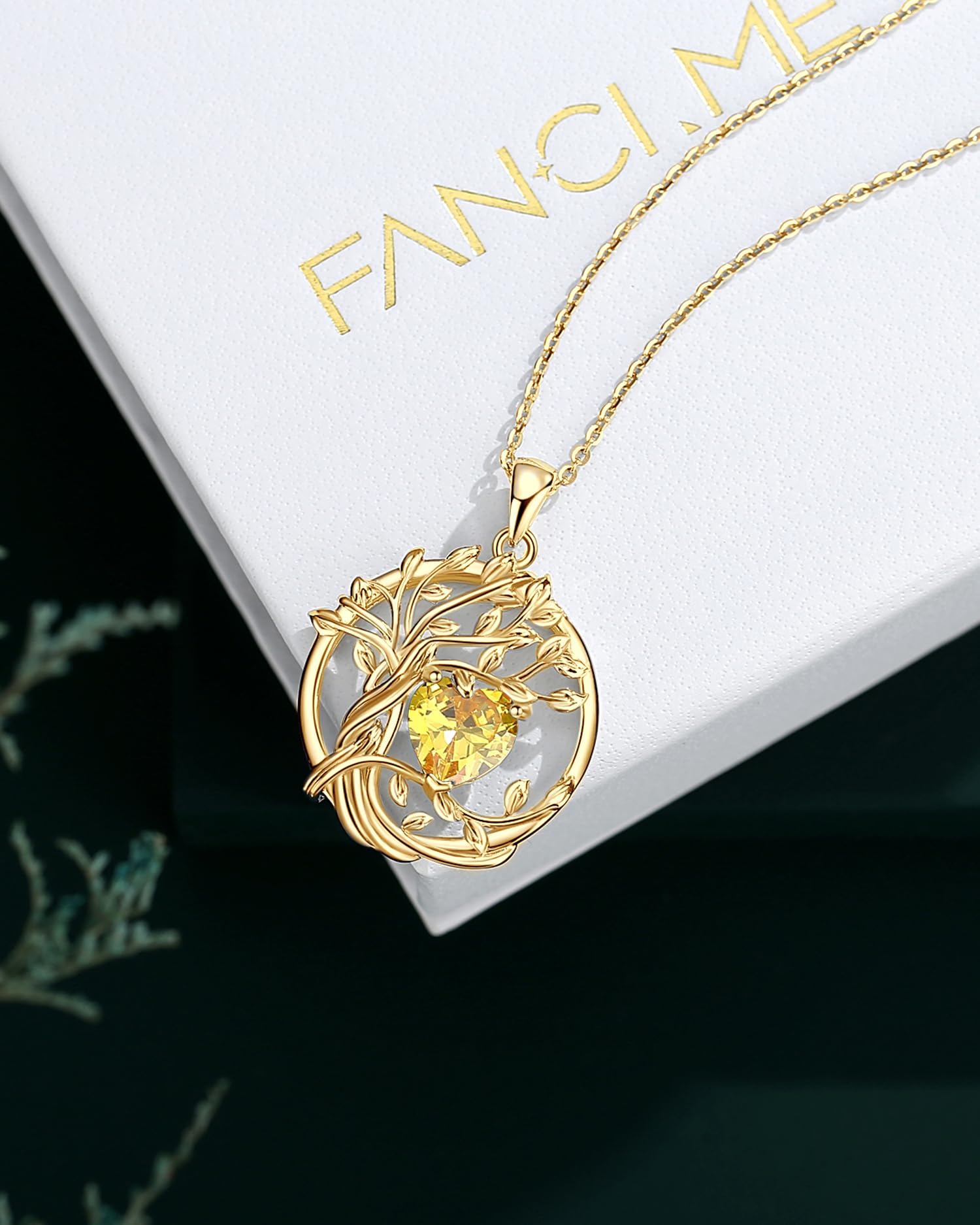 FANCIME Tree of life Birthstone necklace Sterling Silver Pendant Birthstone Necklace Gemstone Anniversary Birthday Jewelry Mothers Day Gifts for Mom Her Wife