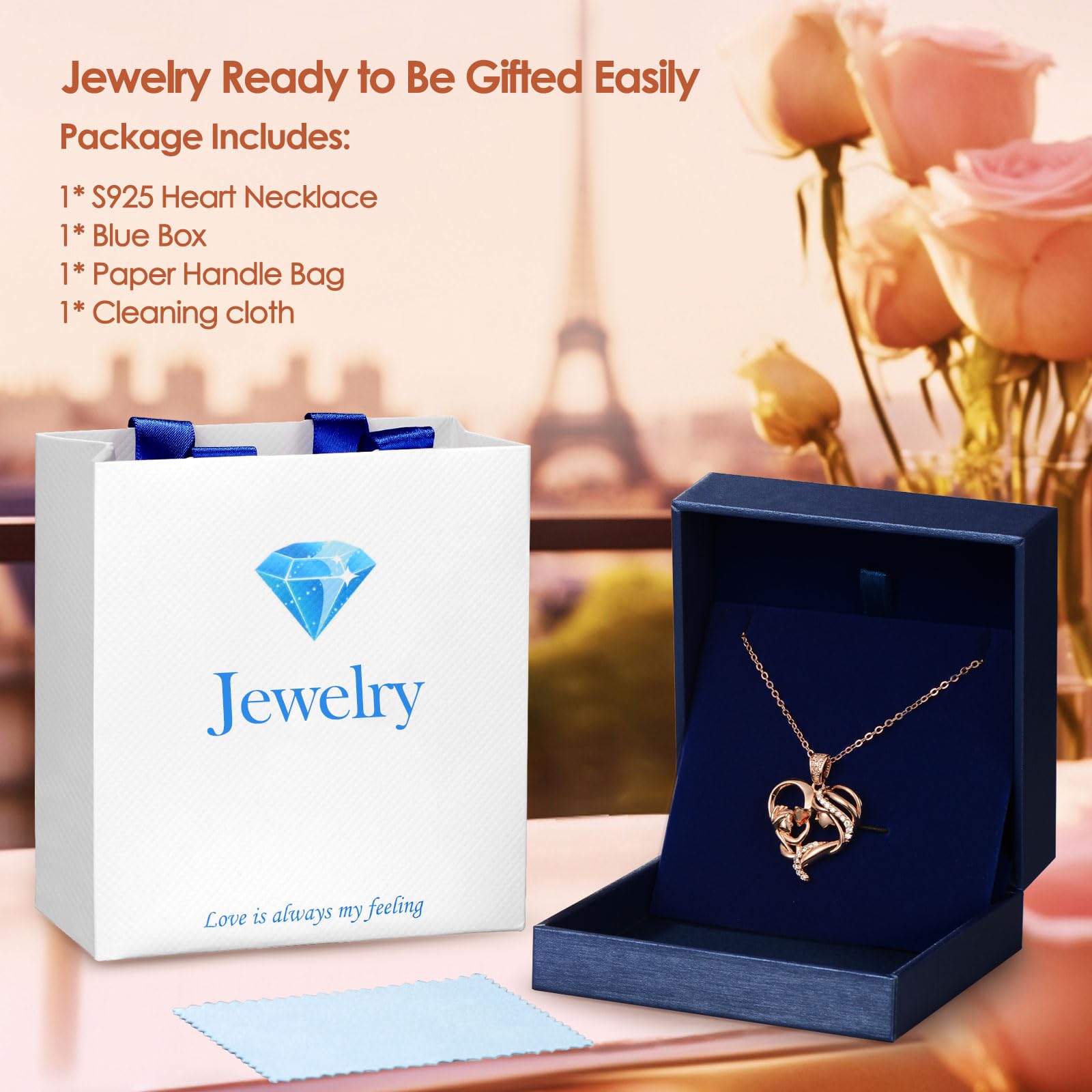 Mothers Day Gifts for Mom Wife Her Grandma, S925 Sterling Silver Birthstone Necklaces Jewelry for Women, Mother's Day Love Heart Pendant Necklace for Anniversary Birthday Christmas Day