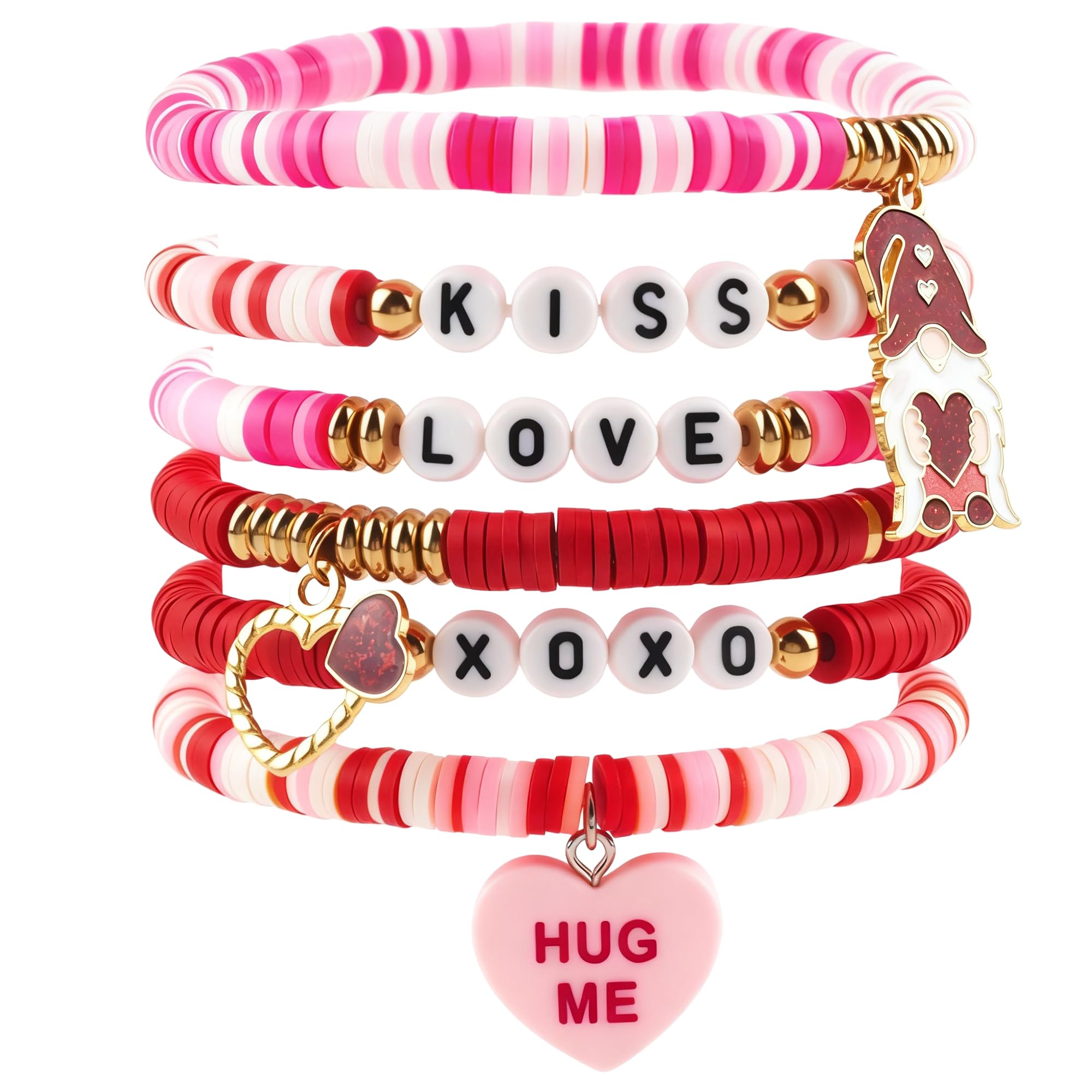 OHOME 4th of July Outfits for Women - 6 Pack Patriotic Bracelets | Fourth of July Decorations Accessories Shirts for Memorial Day Decorations - 250 Anniversary America Merchandise USA for Women
