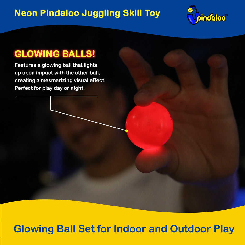pindaloo Original Skill Game Toy with 2 Balls- Gifts for Kids and Adults Indoor & Outdoor Games, Ball Toys for Boys, Girls, & Teens - Gift Ideas, Fun Stuff, Develops Motor & Juggling Skills -Blue