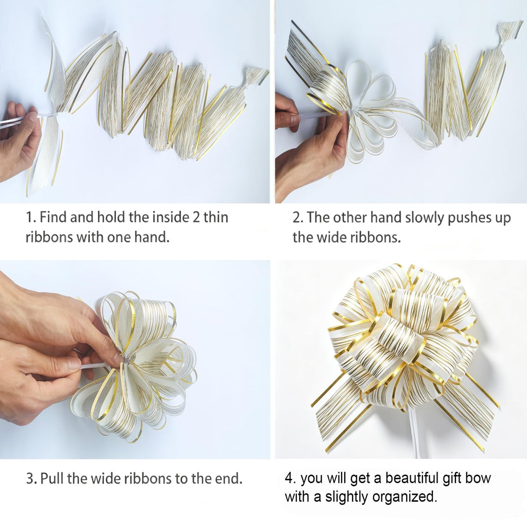 6 PCS Large Pull Bows, Gift Wrapping Bows, Gift Wrapping Ribbon Pull Bows Gift Bows for Wedding, Birthday, Christmas, Valentine's Day, Gift Baskets, Party, Presents Decor, Holiday Decor (Blue)