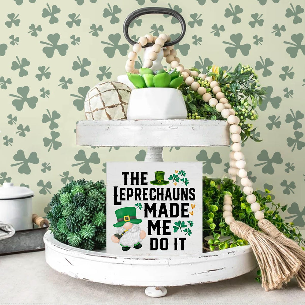 Dumyum St. Patrick's Day Decorative Sign, Wooden, 5 Inches x 5 Inches, Green, Rustic, Tabletop or Wall Mount