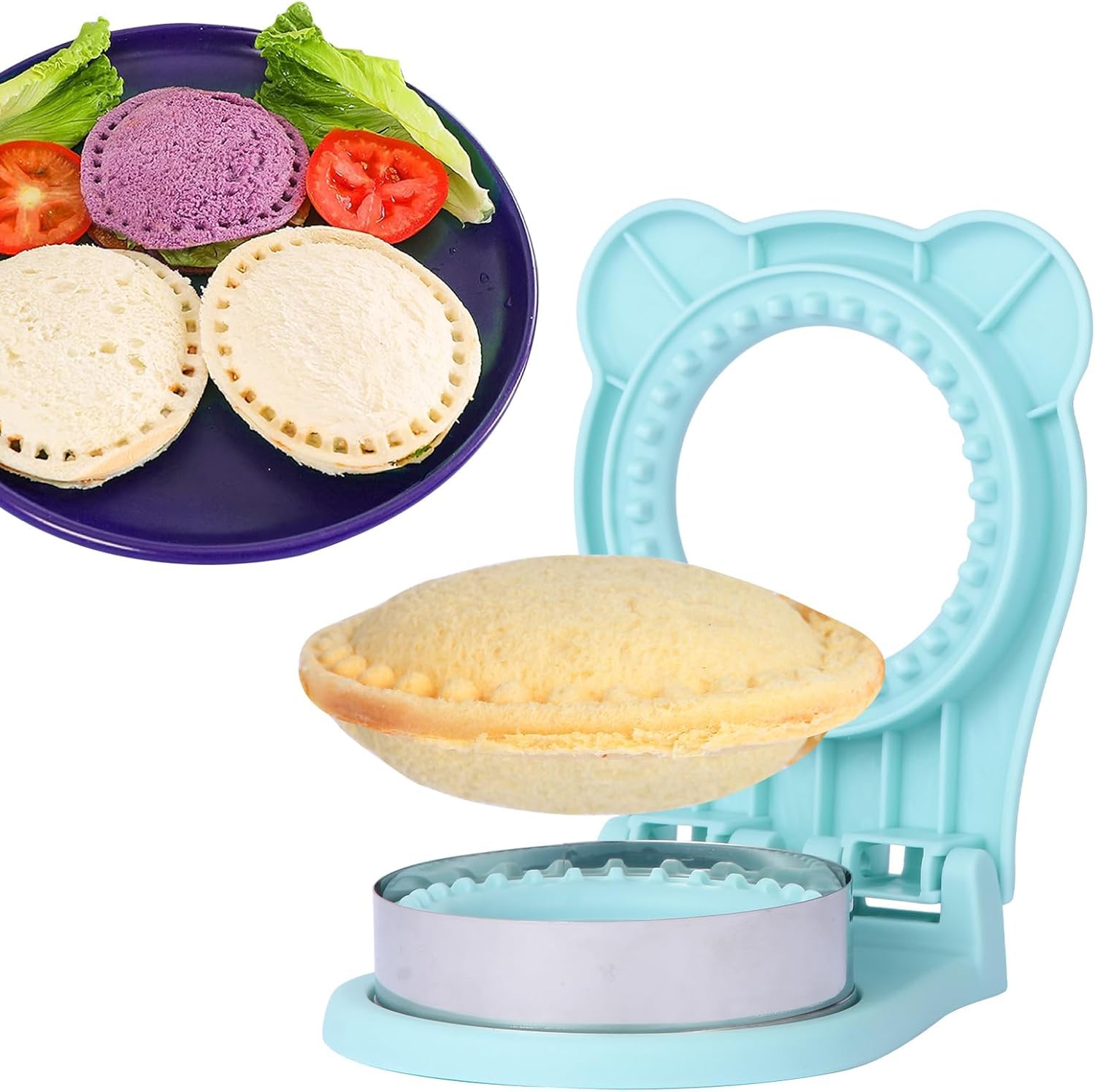 Uncrustable Sandwich Maker, Circle Shape 3.7 Inch Sandwich Cutter and Sealer for Kids Breakfast and Lunchboxes, Green