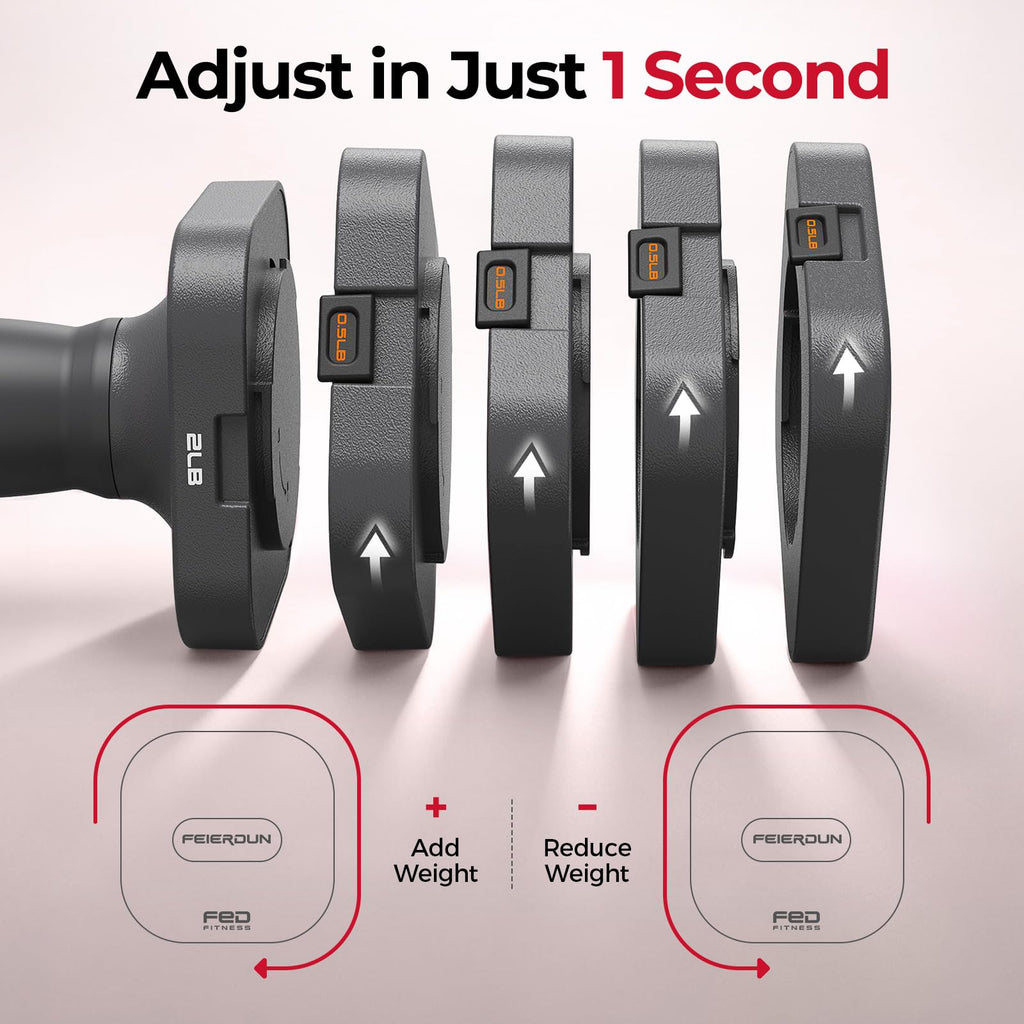 FEIERDUN DB3 5-in-1 Adjustable Dumbbell Set, 6LB/10LB Pair Adjustable Weights for Women at Home, Dual Locking Stable Hand Weights with TPU Soft Handle, Home Gym, Rehab, Pilates, Yoga, Strength Training