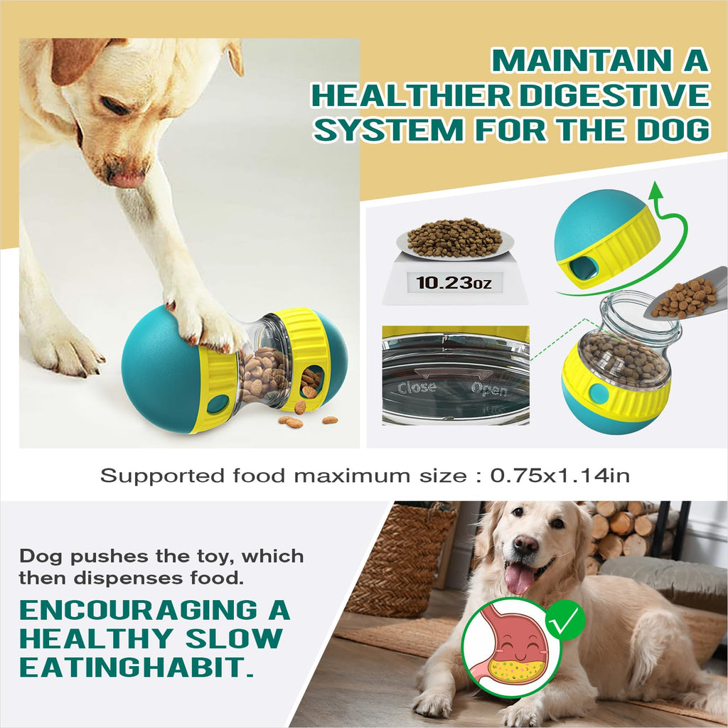 BSISUERM Dog Puzzle Toy Adjustable Treat Dispensing Ball Food Dispenser Tough Slow Feeder Puppy Enrichment Training Toy Pet Interactive Chase Toys for Small Medium Large Dogs to Keep Them Busy, Green