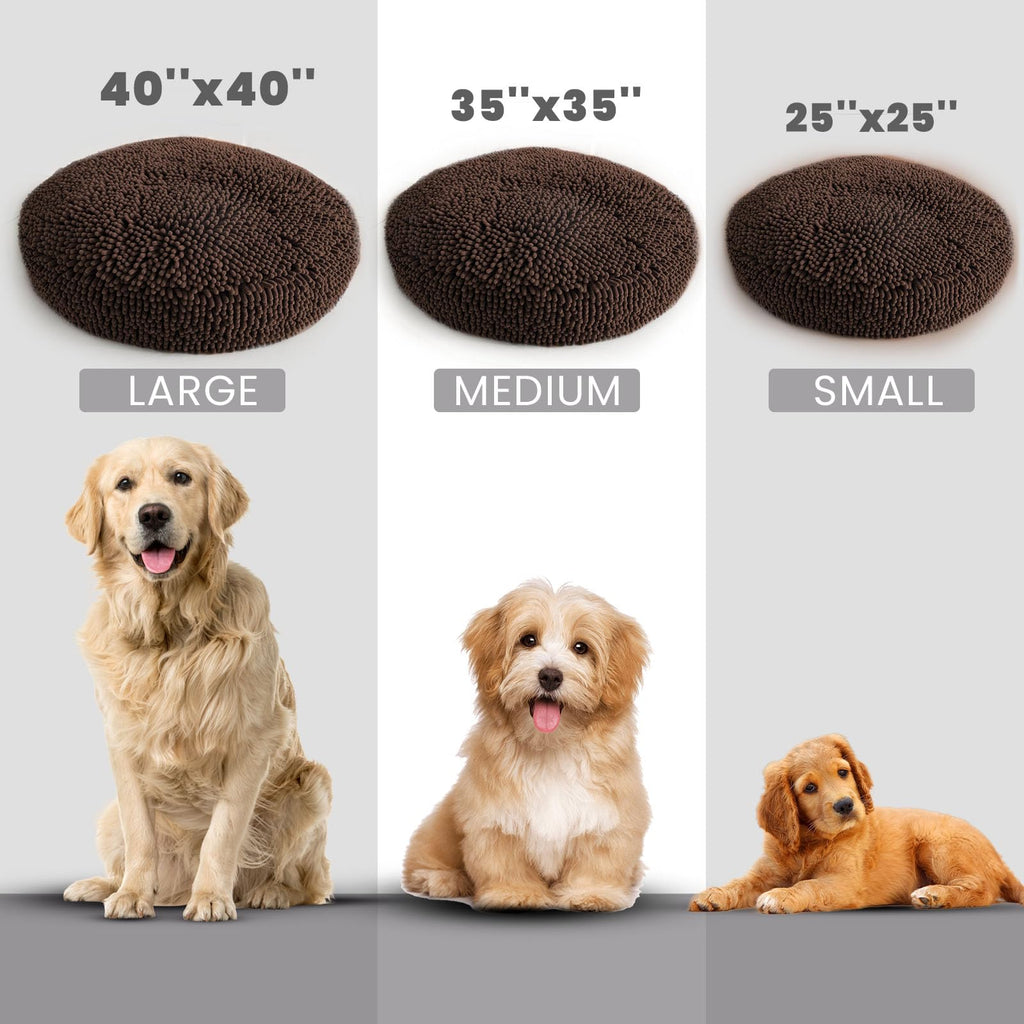 Muddy Mat® Cloud K-9 Bed for Dogs & Cats, Soft & Relaxing Donut Dog Bed, Chenille Material, Removable Cover, Washable & Dryer Safe–Black Small(25'x25')