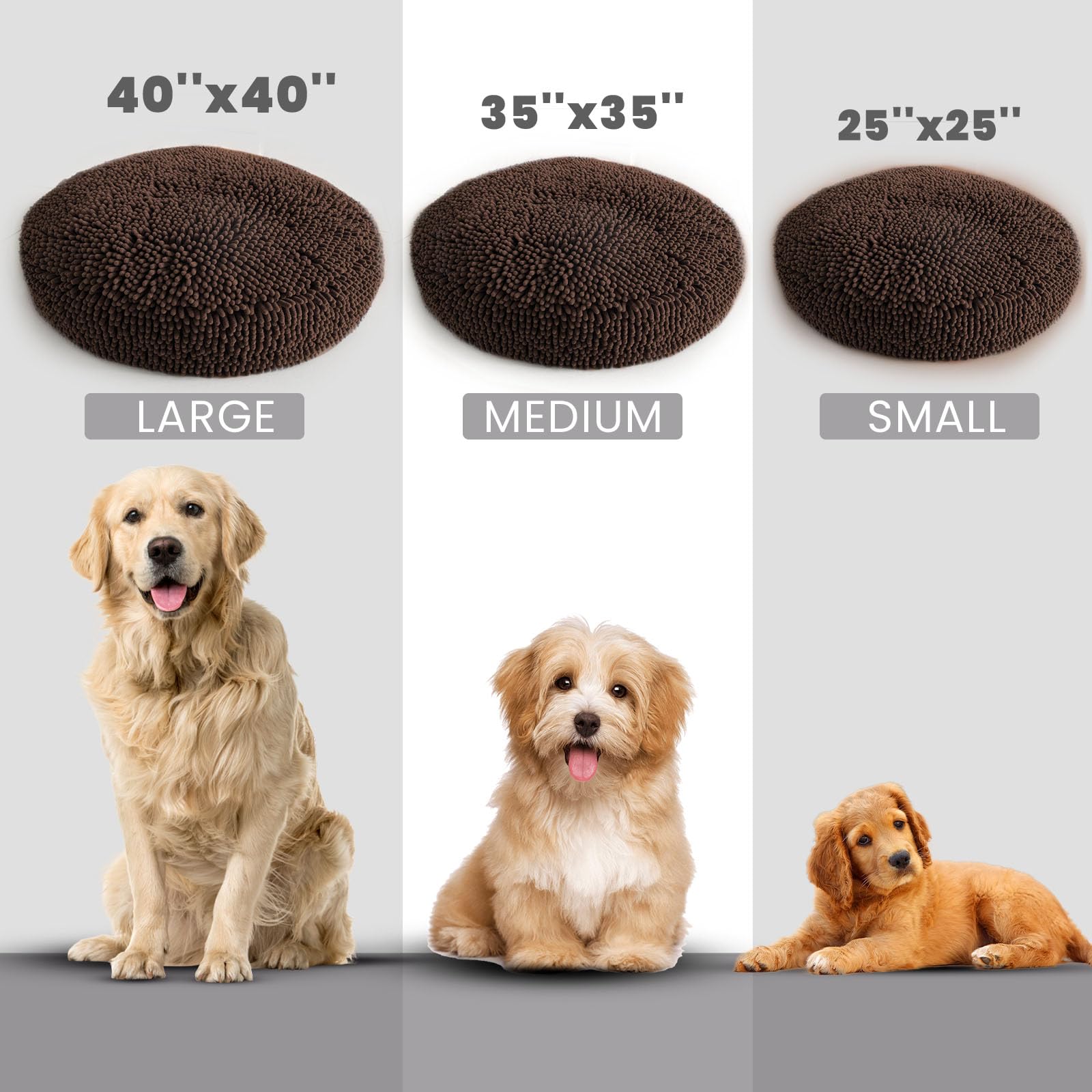 Muddy Mat® Cloud K-9 Bed for Dogs & Cats, Soft & Relaxing Donut Dog Bed, Chenille Material, Removable Cover, Washable & Dryer Safe–Black Small(25'x25')