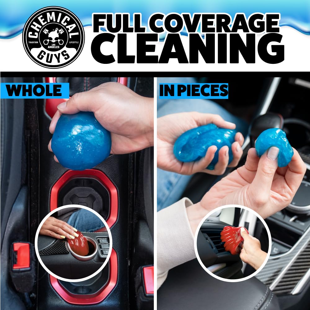 Chemical Guys Sticky Icky Car Cleaning Gel, Green Apple, Interior Car Cleaner, Reusable Automotive Crevice & Interior Dust Cleaner for Air Vents, Consoles, Cup Holders & Keyboards, 4 Pack (100g Each)