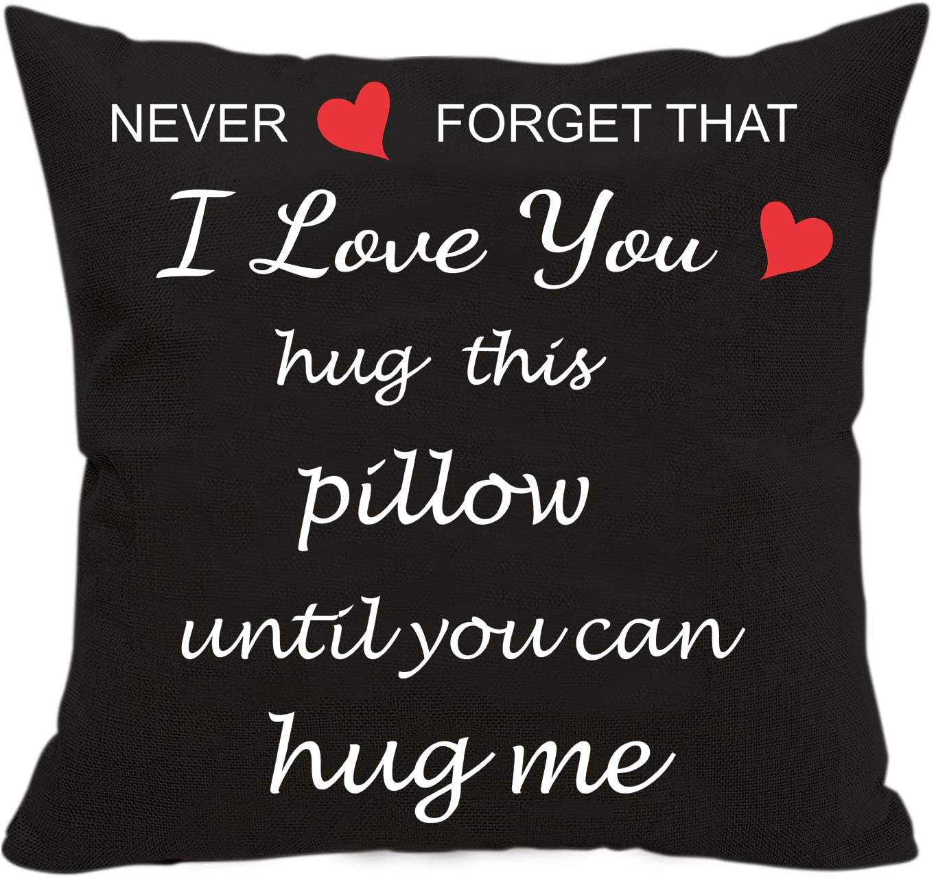 Anrkets Two Sided Printing Lover Pillow Cover I Love You Hug This Pillow Until You Can Hug Me, Valentine's Day Birthday Gifts for Girlfriend Cotton Linen Square Decorative Waist Pillowcase 18"x 18"