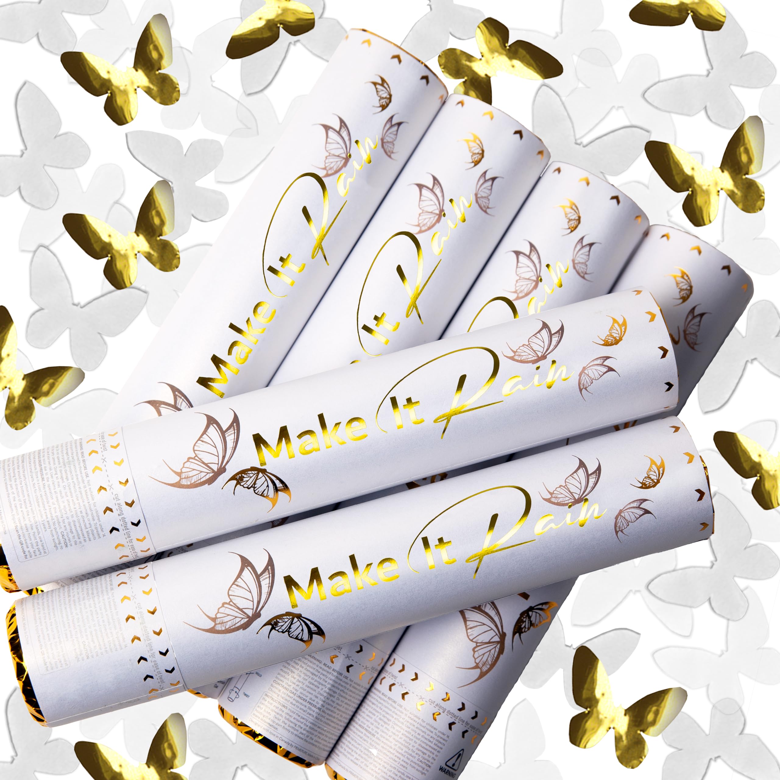 PrimePure Confetti Cannon Party Poppers - Gold Star Confetti Poppers - 2 Pack - Make It Rain Gold Glitter Stars Party Cannons Pop Gun for Birthday, Wedding, Graduation, Celebration, Events, Pranks