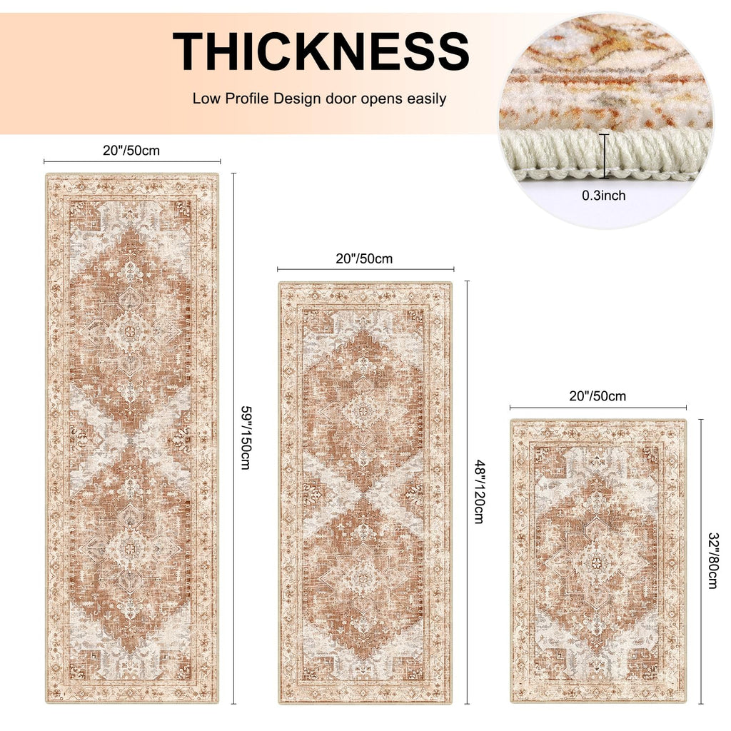Yamaziot Christmas Kitchen Rugs Sets of 3, Non Slip Kitchen Mats for Floor with Rubber Backing, Holiday Christmas Snowflake Runner Rug Decor Home Decorations for Kitchen, Laundry Room, Hallway