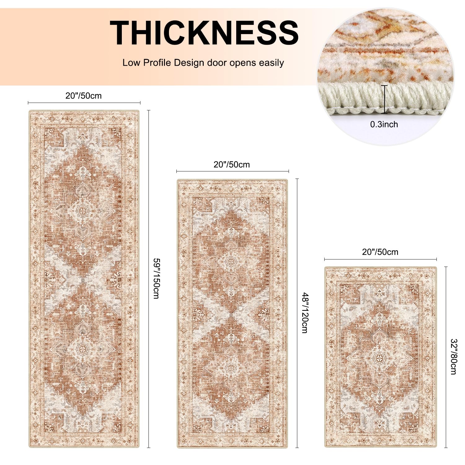 Yamaziot Christmas Kitchen Rugs Sets of 3, Non Slip Kitchen Mats for Floor with Rubber Backing, Holiday Christmas Snowflake Runner Rug Decor Home Decorations for Kitchen, Laundry Room, Hallway
