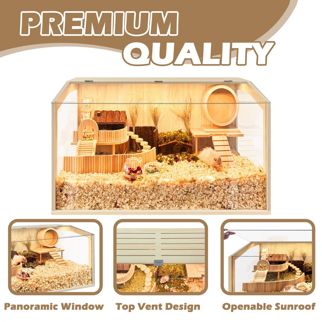 Hamster Cage Chewproof, Large Hamster Cages and Habitats, Openable Top with Acrylic Sheets, Solid Built
