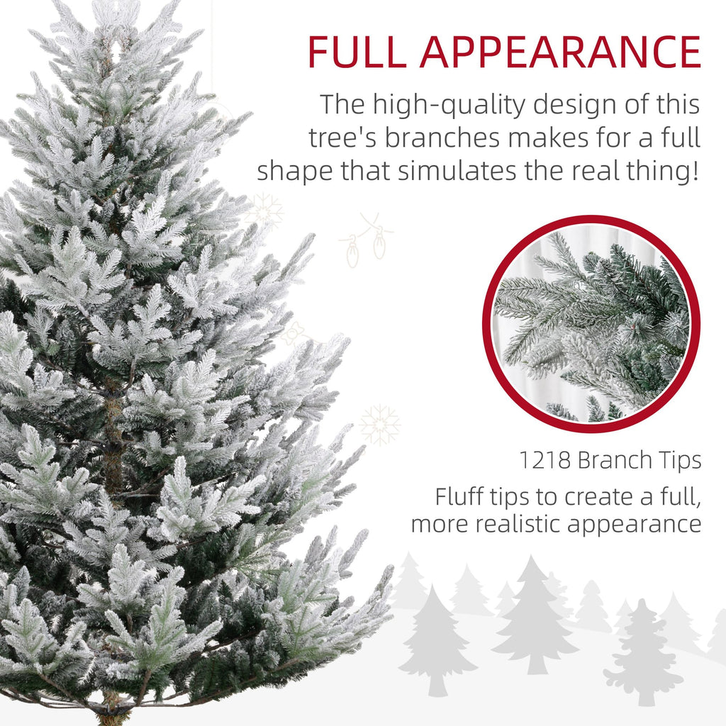 HOMCOM 7.5 Foot Artificial Christmas Tree, Nordic Pine Hinged Xmas Tree with 1218 Realistic Branches, Wide Steel Base, Auto Open, Green