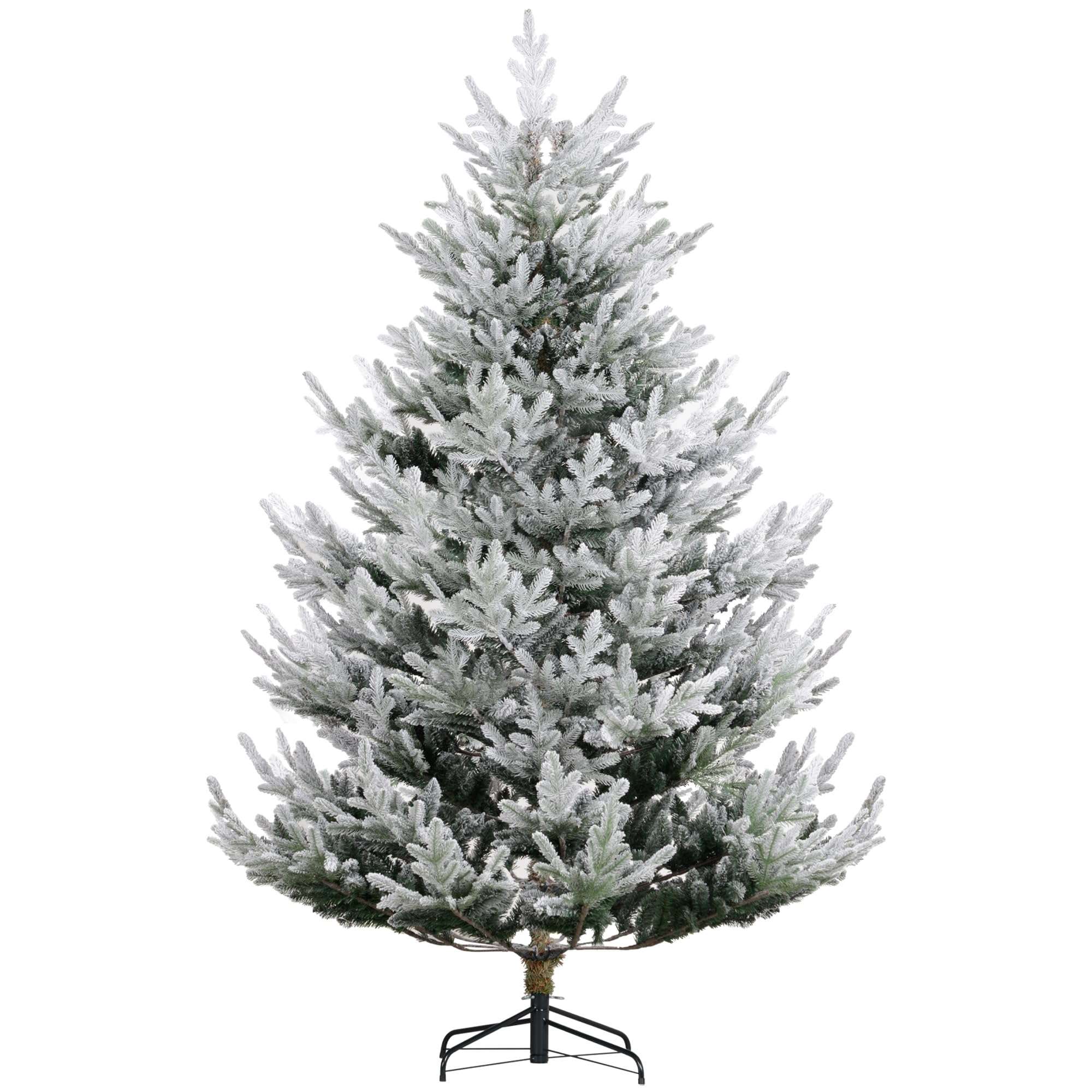 HOMCOM 7.5 Foot Artificial Christmas Tree, Nordic Pine Hinged Xmas Tree with 1218 Realistic Branches, Wide Steel Base, Auto Open, Green