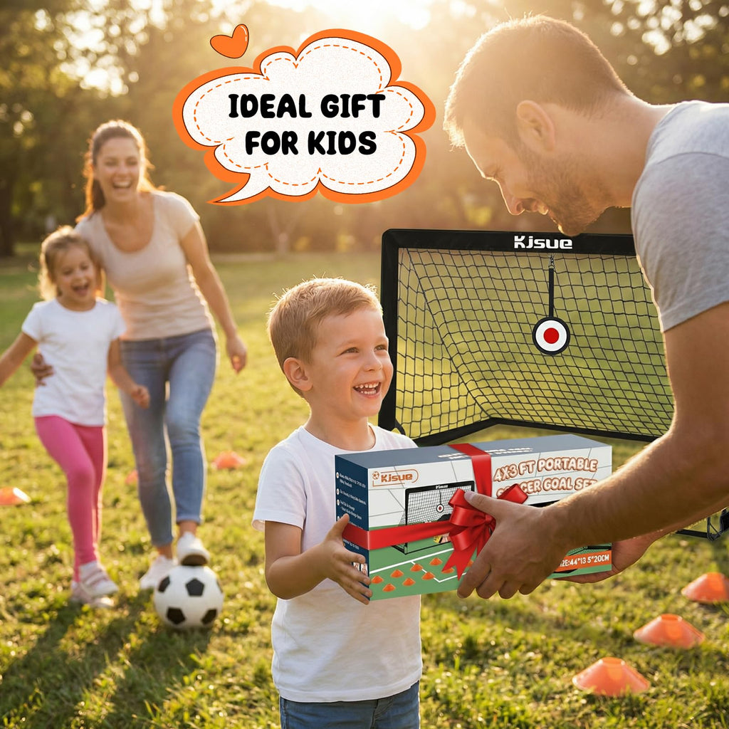 Soccer Goal, Kids Soccer Goals for Backyard Set of 2, 4 x 3ft Soccer Net Training Equipment, Pop Up Toddler Soccer Goal for Outdoor Indoor Sports Games