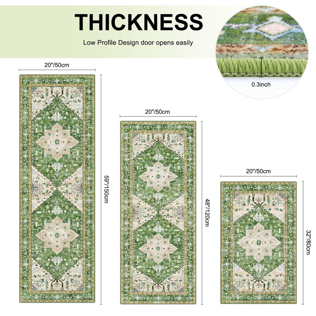 Yamaziot Christmas Kitchen Rugs Sets of 3, Non Slip Kitchen Mats for Floor with Rubber Backing, Holiday Christmas Snowflake Runner Rug Decor Home Decorations for Kitchen, Laundry Room, Hallway