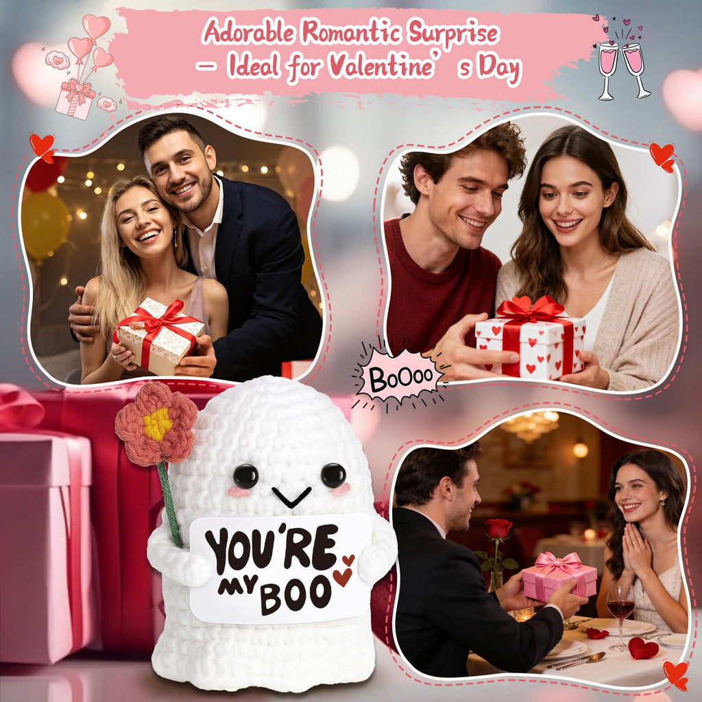 You're My Boo Crochet Ghost - Anniversary Love Birthday Gifts for Women Men Her Him Boyfriend Girlfriend, Fathers Day Card for Husband from Wife - Holiday Stuffers for Halloween Valentine Christmas