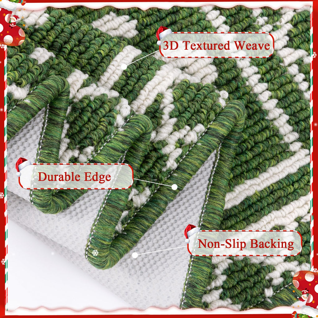 Ileading Christmas Entrance Door Mat, Absorbent Dog Mats for Muddy Paws, Low-Profile Small Red Xmas Decor Kitchen Runner Rug with Non-Slip Backing, Machine Washable Entryway Welcome Mat(Red 24"X36")