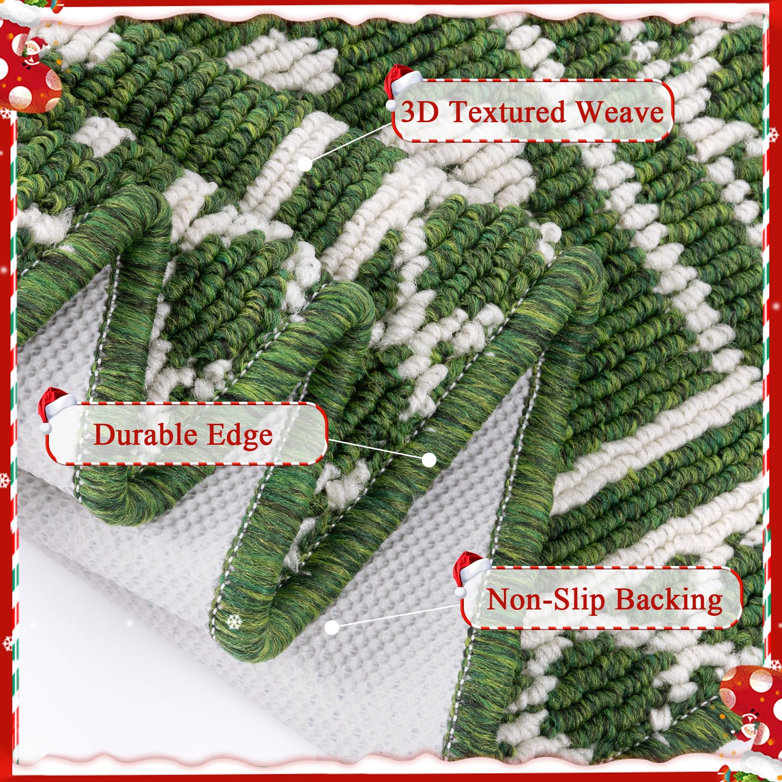 Ileading Christmas Entrance Door Mat, Absorbent Dog Mats for Muddy Paws, Low-Profile Small Red Xmas Decor Kitchen Runner Rug with Non-Slip Backing, Machine Washable Entryway Welcome Mat(Red 24"X36")