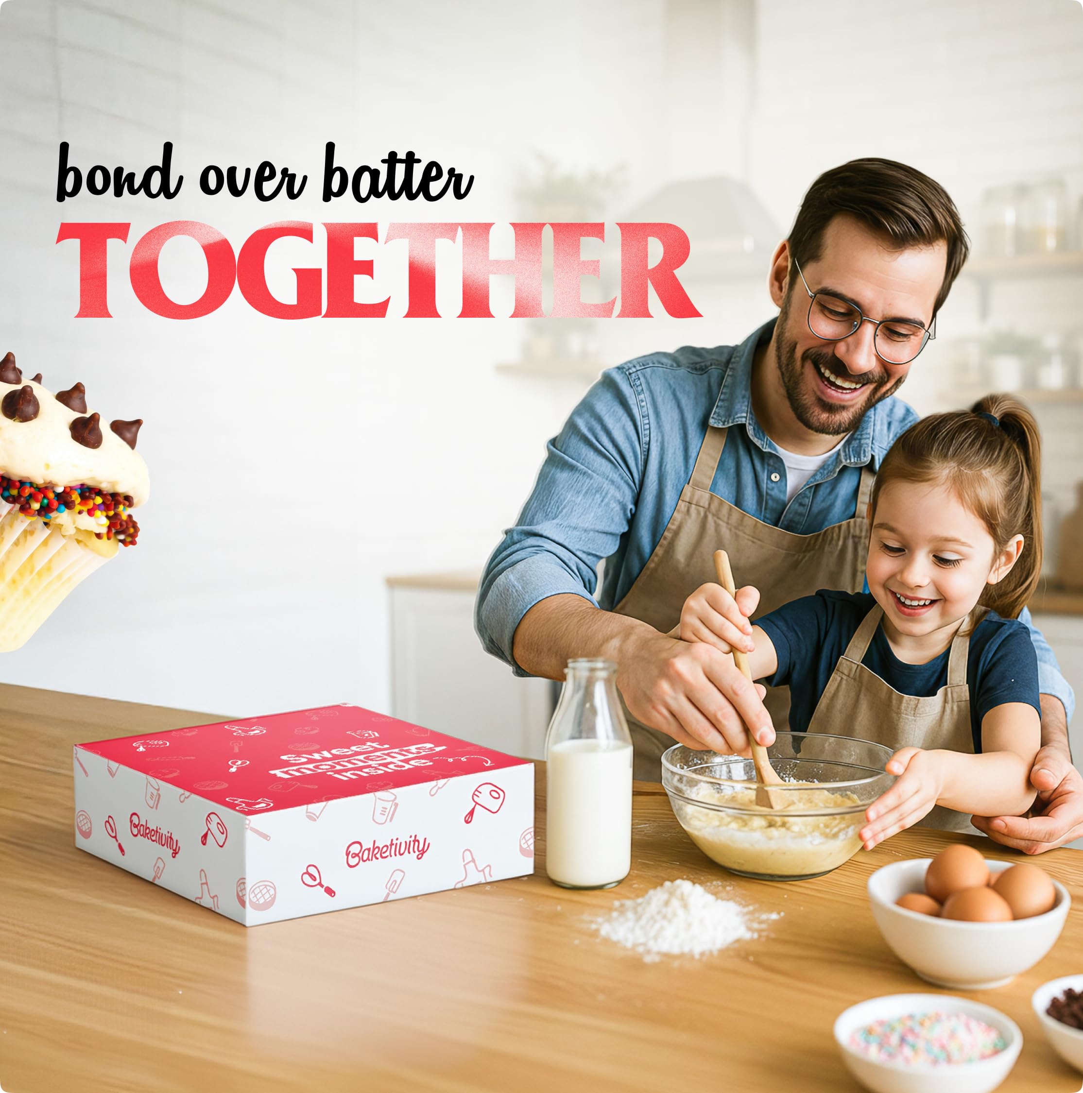 Baketivity DIY Cake Pop Baking Kit for Kids - Premeasured Ingredients, Decorating Supplies