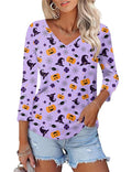 KTILG Women's V Neck T Shirts 3/4 Sleeve Blouse Summer Tops Dressy Casual Solid Basic Tees