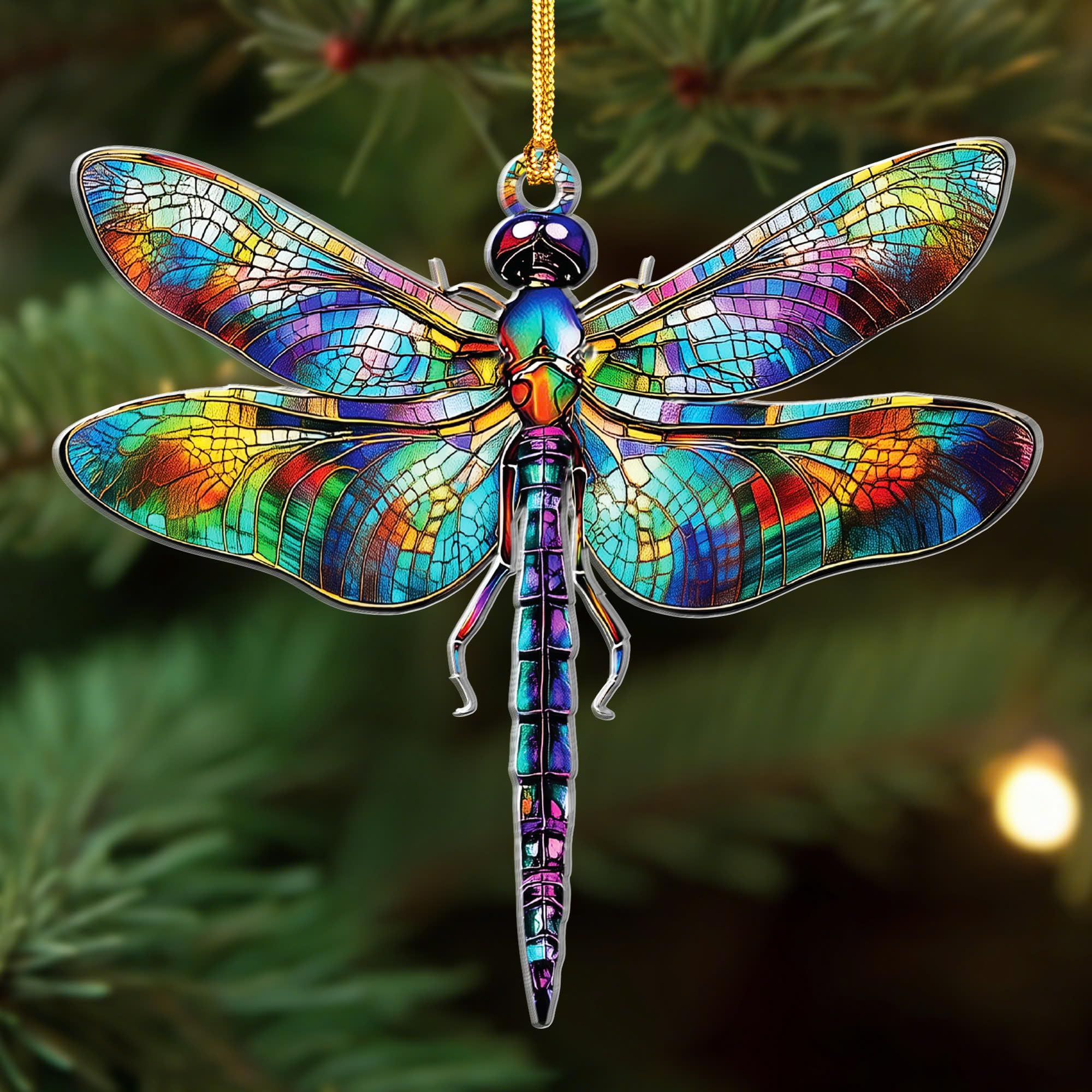 Dragon Stained Glass Ornament - Christmas Ornaments 2025 - Dragon Suncatcher for Christmas Tree Decorations - Dragons Gifts for Men, Women - Gothic Christmas Ornaments - New Year Gift