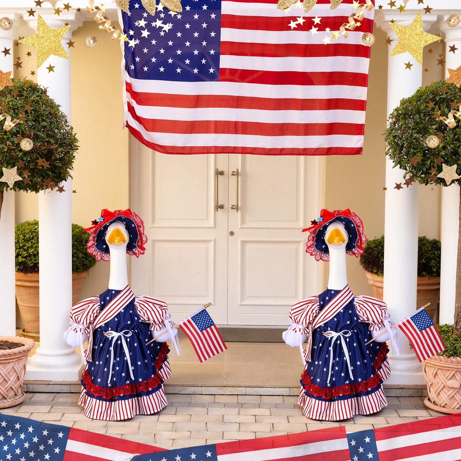 Suzile Fall Maple Porch Goose Outfit Autumn Goose Clothes for 23 Inch Cement or Plastic Geese Costume for Yard Lawn Outdoor Garden Patio Concrete Duck Statue Dress Thanksgiving Party Holiday Decor