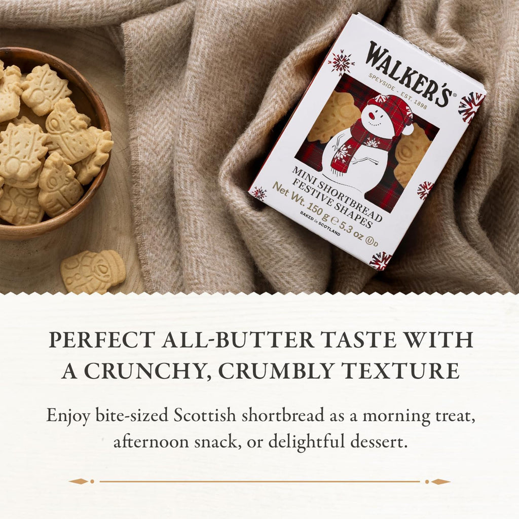 Walker's Shortbread Christmas Tree Shaped Mini Holiday Cookies, Pure Butter Shortbread Cookies, 5.3 Oz Box