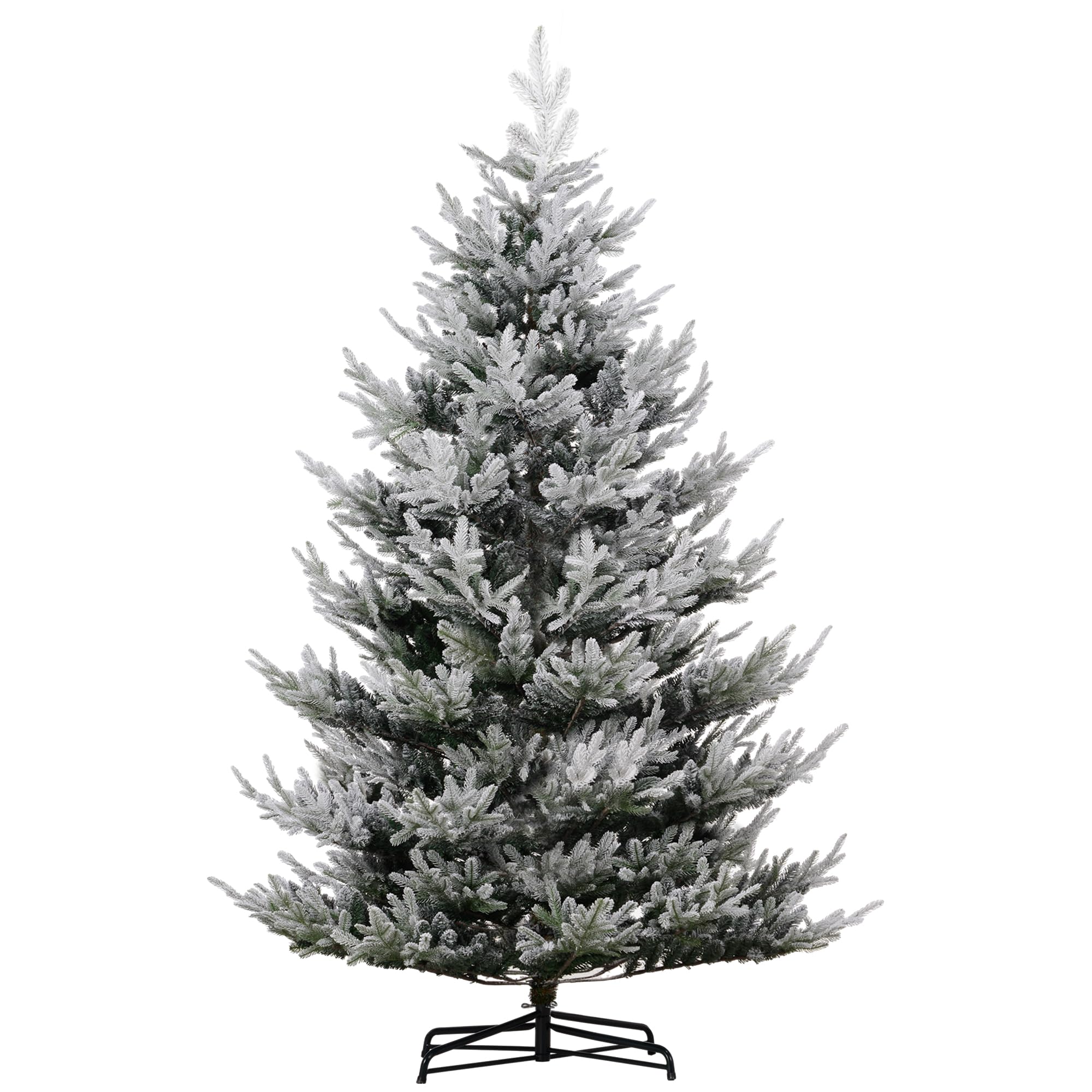 HOMCOM 7.5 Foot Artificial Christmas Tree, Nordic Pine Hinged Xmas Tree with 1218 Realistic Branches, Wide Steel Base, Auto Open, Green