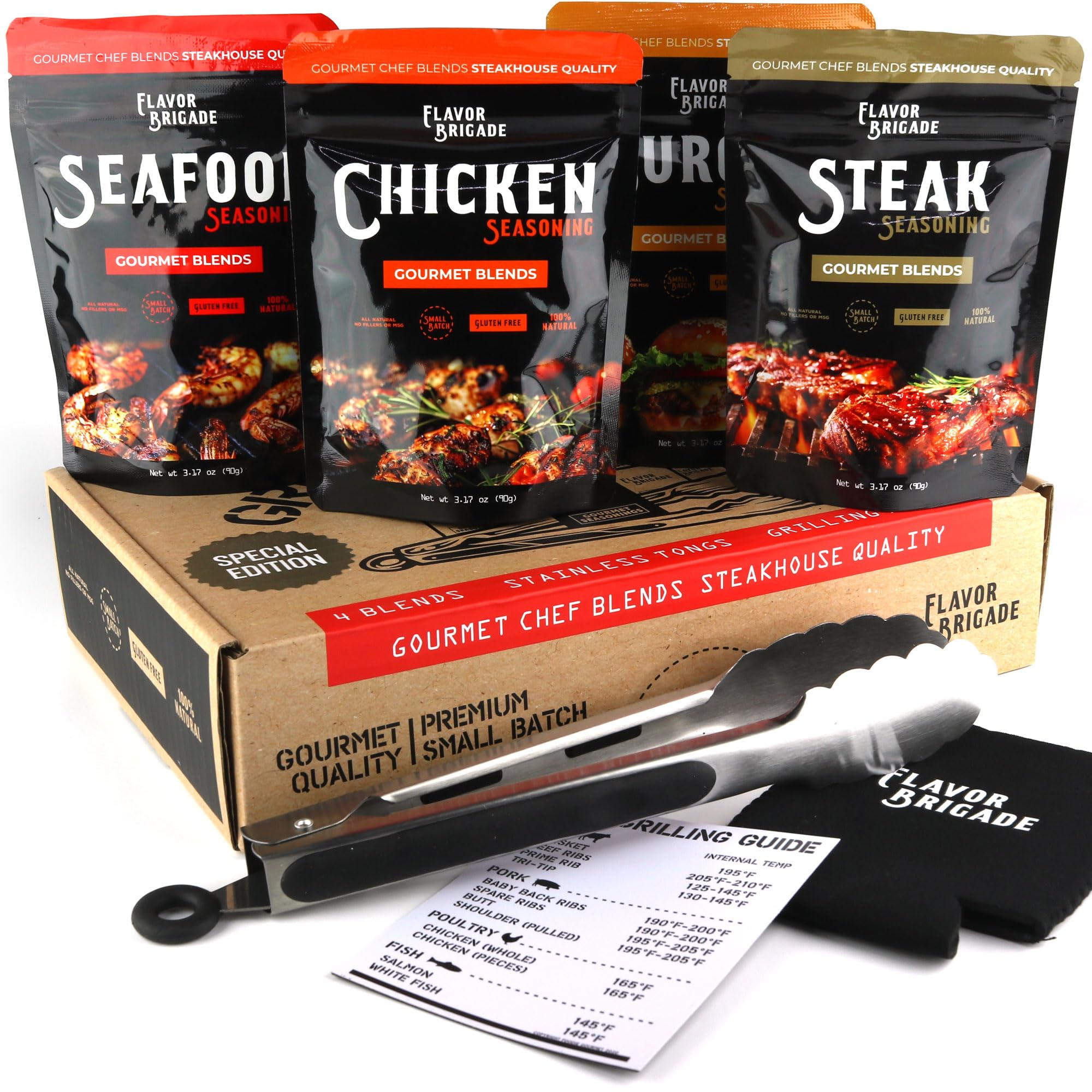 Ultimate Grilling Gift for Men - BBQ Accessories - Gourmet Spice Blends & Seasonings, Tongs, BBQ Magnet, Meat Rubs, Unique Gift for Guys, Dad, Son, Brother, Father in Law, Cooking Chefs, 17 Piece Set