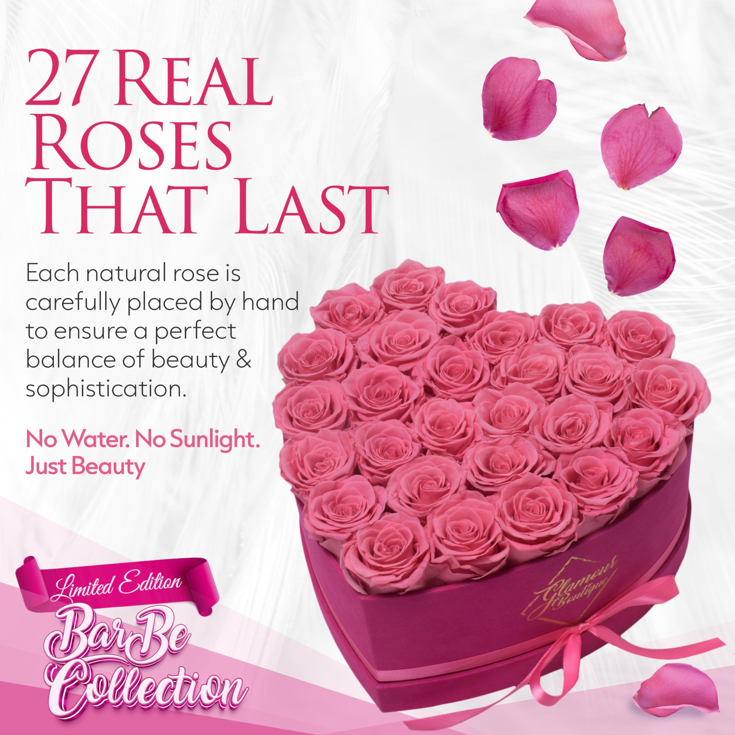 GLAMOUR BOUTIQUE 16 Flower Forever Heart Shape Box, Mothers Day Gift For Mom, Eternal Preserved Roses Gift for Her, Flowers bouquet, For Birthday, Anniversary, Girlfriend - Red