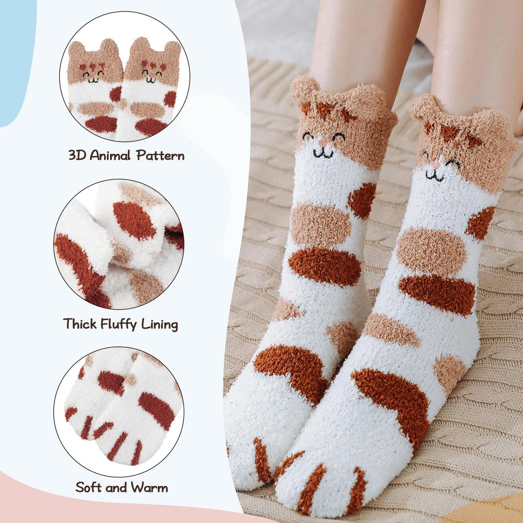 Plush Fuzzy Socks for Women Fluffy Cozy Slipper Socks Fall Thanksgiving Birthday Gifts for Her