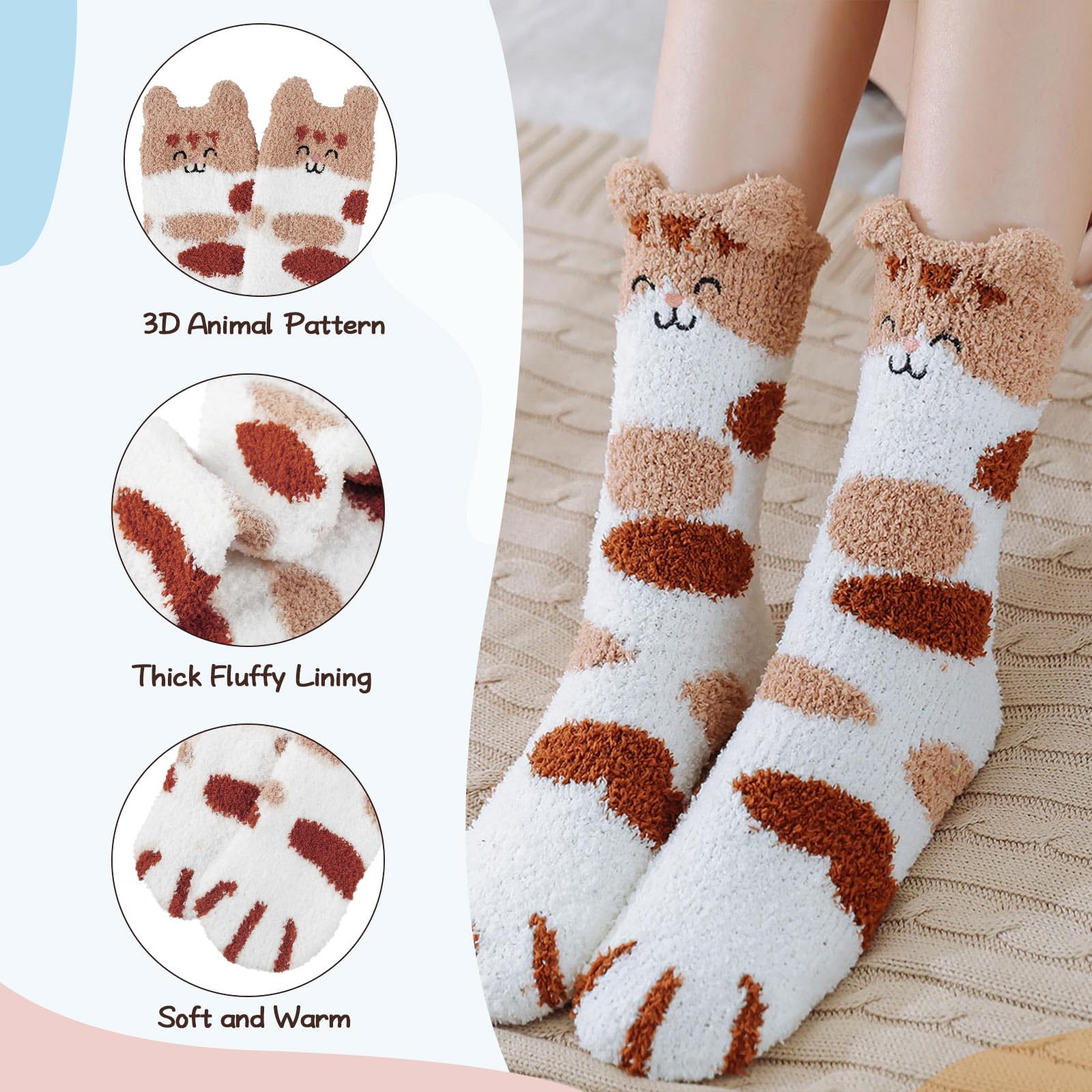 Plush Fuzzy Socks for Women Fluffy Cozy Slipper Socks Fall Thanksgiving Birthday Gifts for Her