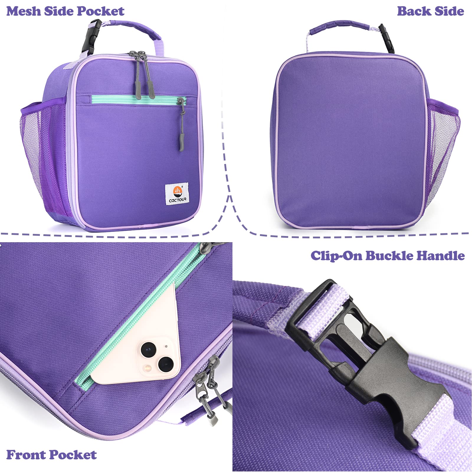 CaCTOUR Lunch Box Kids,Premium Insulated Lunchbox for Girls Boys,Soft Mini Cooler Bag Back to School Thermal Reusable Lunch Bag for Work School Picnic (Blue)