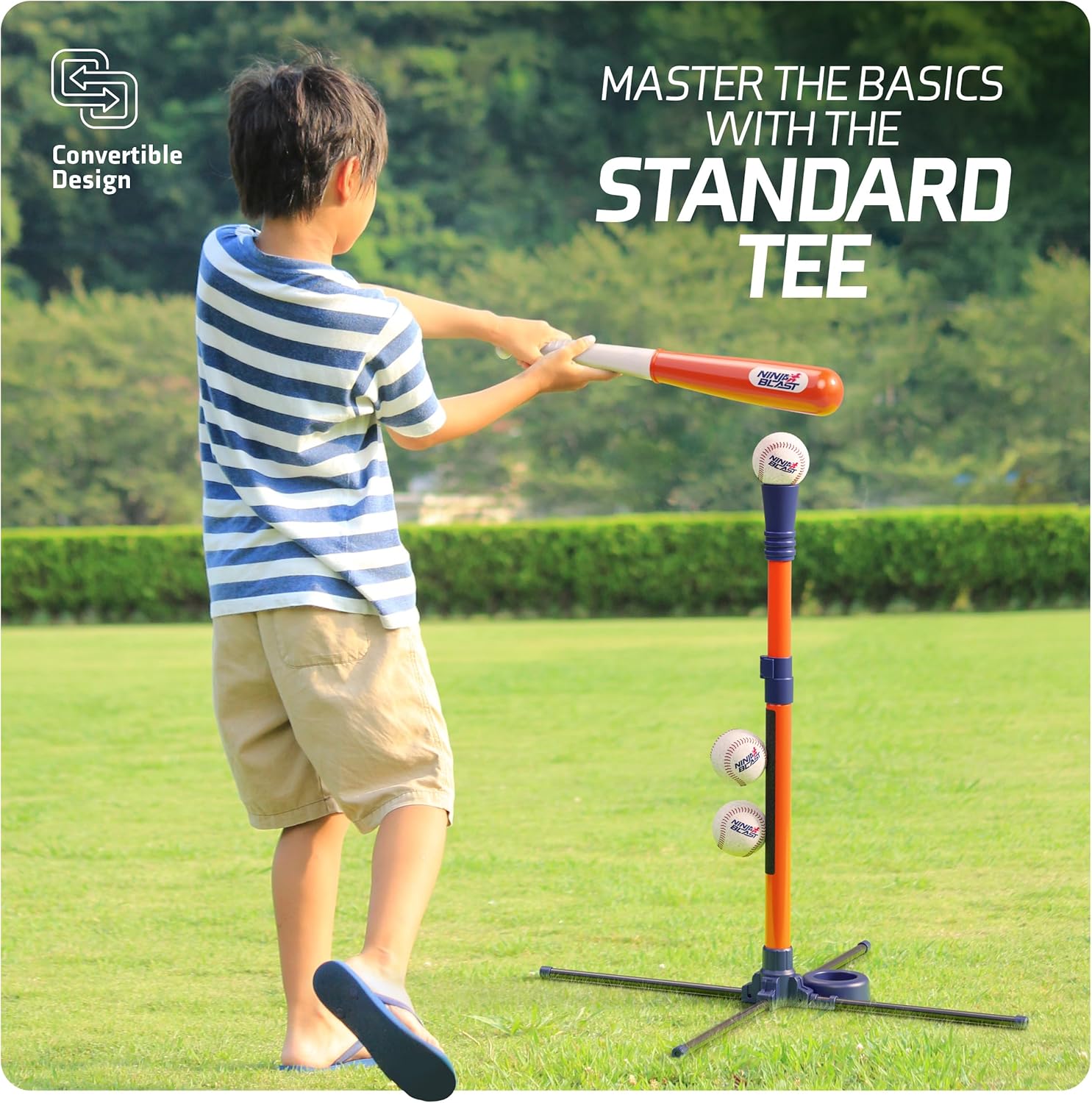 Ninja Blast Tee Ball Set for Kids - 5 Year Old Boy Birthday Gift - Baseball Batting Tee- T Ball Set for Toddlers 3-5 4-6 - Toys for Ages 3 4 5 6 Year Old Boy - Toddler Outdoor Toys, Baseball Tee