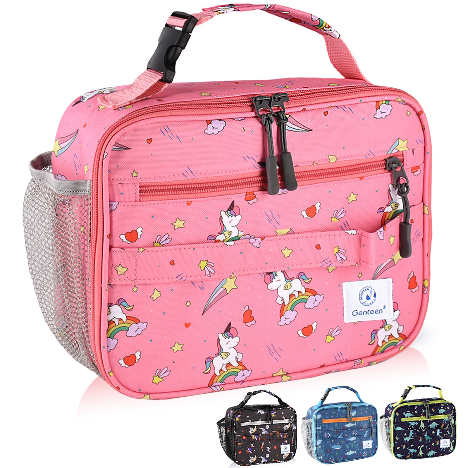 Genteen Lunch Box Kids, Insulated Lunch Bag Kids Boys Girls Back to School, Soft Lunch Box for Men Reusable Lunchbox for Office,Outdoor,School (Black)