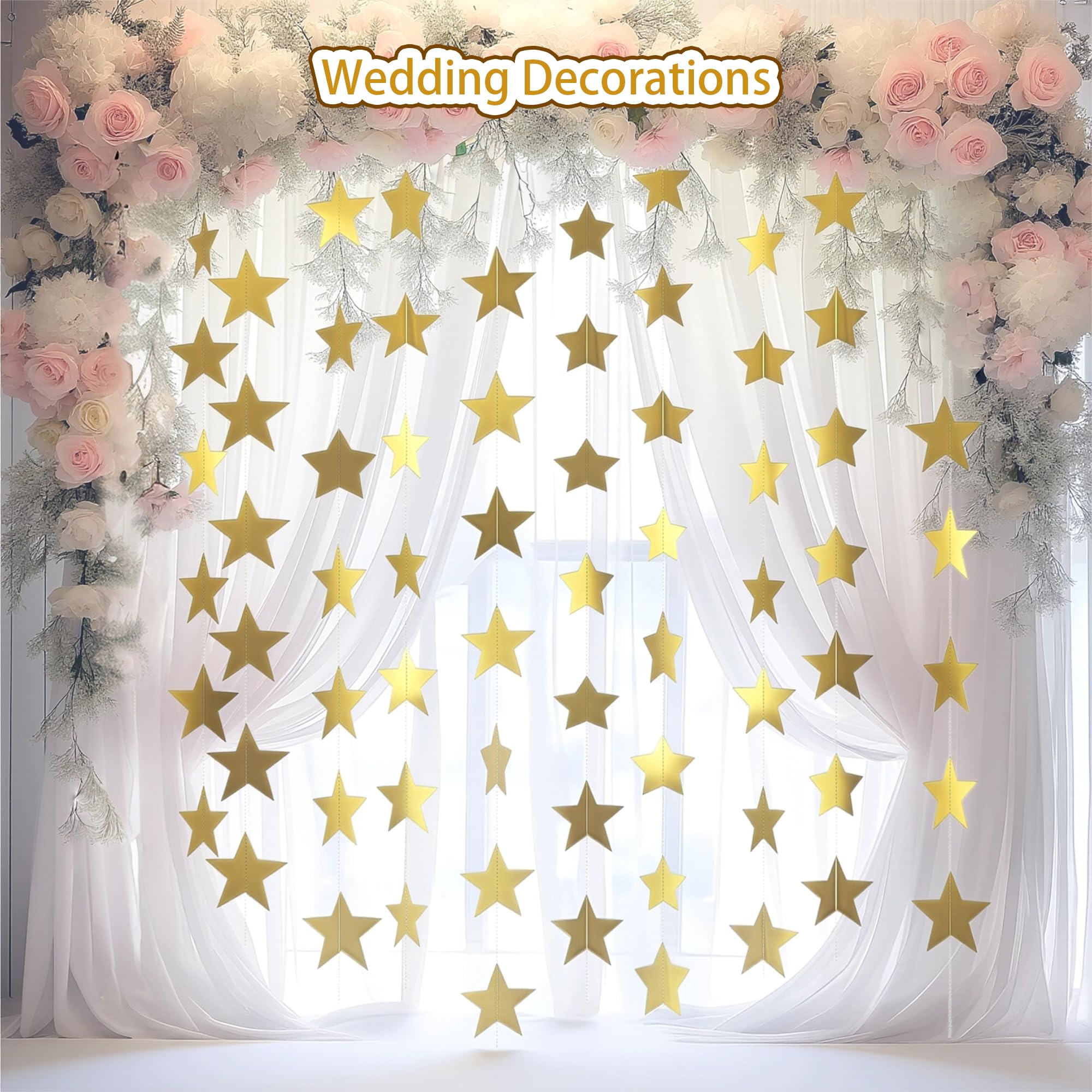 4th of July Decorations - Patriotic Star Garland | Red White Blue Streamers Banner - Fourth of July Decorations for Memorial Day ,250 Anniversary USA Merchandise Accessories Party Favors for Outdoor Indoor Home,4 Pack