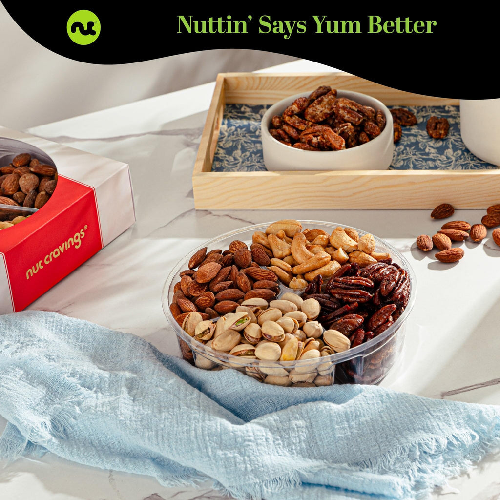 NUT CRAVINGS - Fathers Day Treats, Gift For Dad, Mixed Nuts Heart Shaped Gift Basket, Love in A Box (6 Assortments, 2 LB) Romantic Food Arrangement, Healthy Snack Care Package, Food Assortments