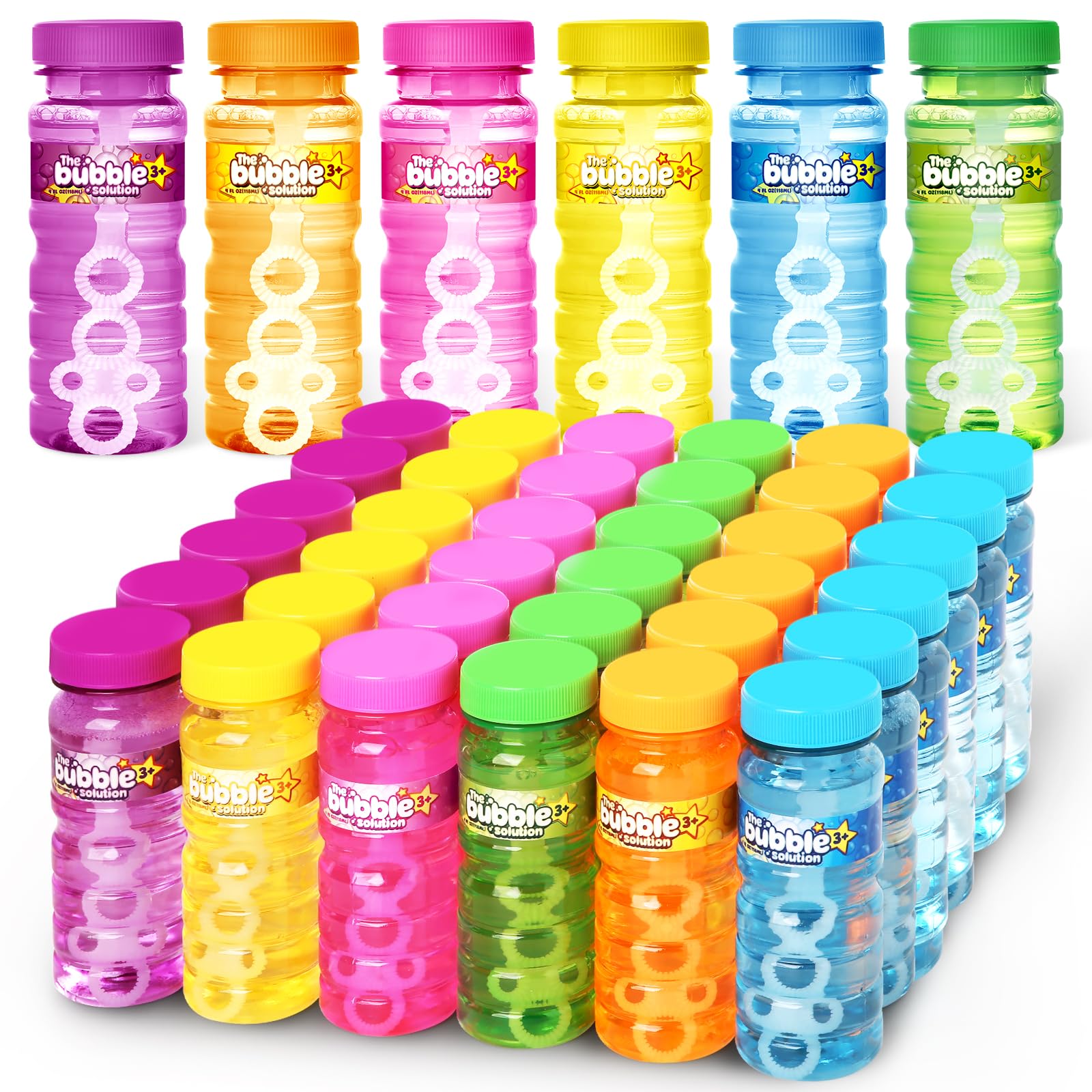 48 Pcs Bubble Bottles with Wand,Bubbles Party Favors for Kids,Summer Toys, Blow Bubbles Solution Novelty Toy, Party Favors, Birthday Party Supplies, Outdoor & Indoor Activity,4oz,6 Colors