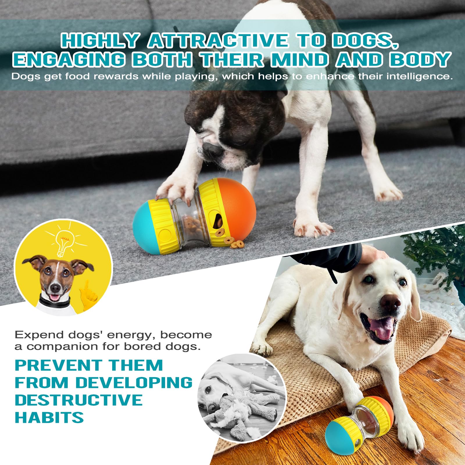BSISUERM Dog Puzzle Toy Adjustable Treat Dispensing Ball Food Dispenser Tough Slow Feeder Puppy Enrichment Training Toy Pet Interactive Chase Toys for Small Medium Large Dogs to Keep Them Busy, Green