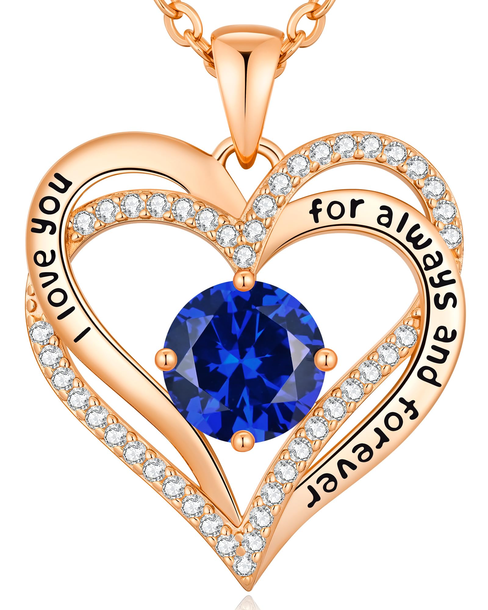 CDE Forever Love Heart Necklaces for Women, Wedding Anniversary, Valentine's，Birthday Mothers Christmas Day Gifts for Mom, Mother, Wife, S925 Silver Jewelry with Birthstone Pendant