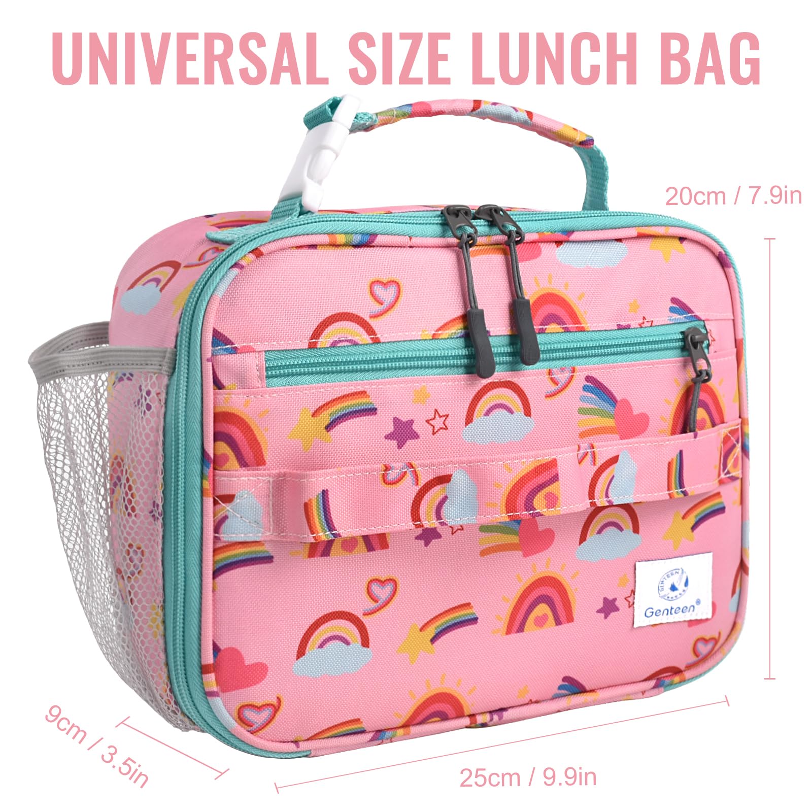 Genteen Lunch Box Kids, Insulated Lunch Bag Kids Boys Girls Back to School, Soft Lunch Box for Men Reusable Lunchbox for Office,Outdoor,School (Black)