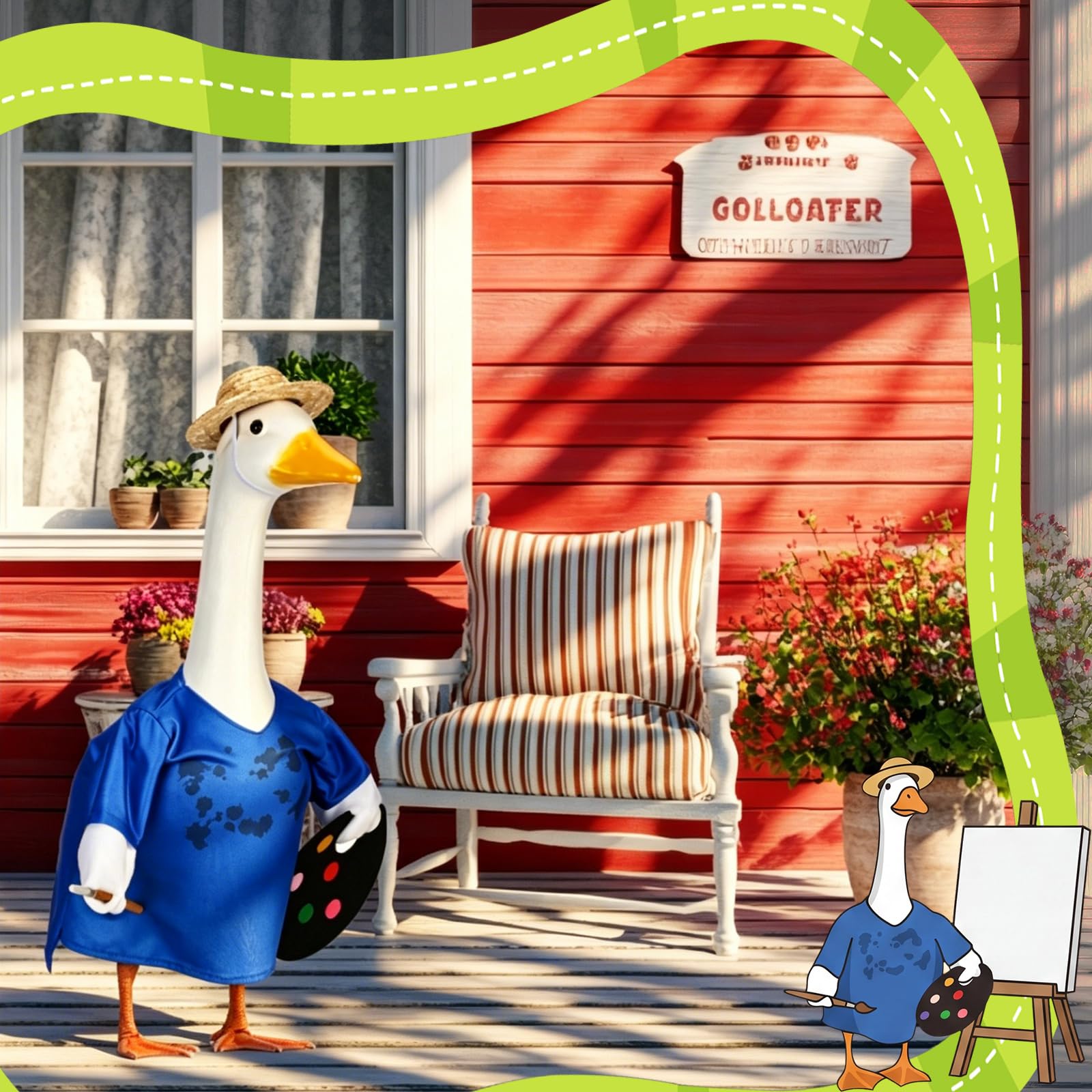 Suzile Fall Maple Porch Goose Outfit Autumn Goose Clothes for 23 Inch Cement or Plastic Geese Costume for Yard Lawn Outdoor Garden Patio Concrete Duck Statue Dress Thanksgiving Party Holiday Decor