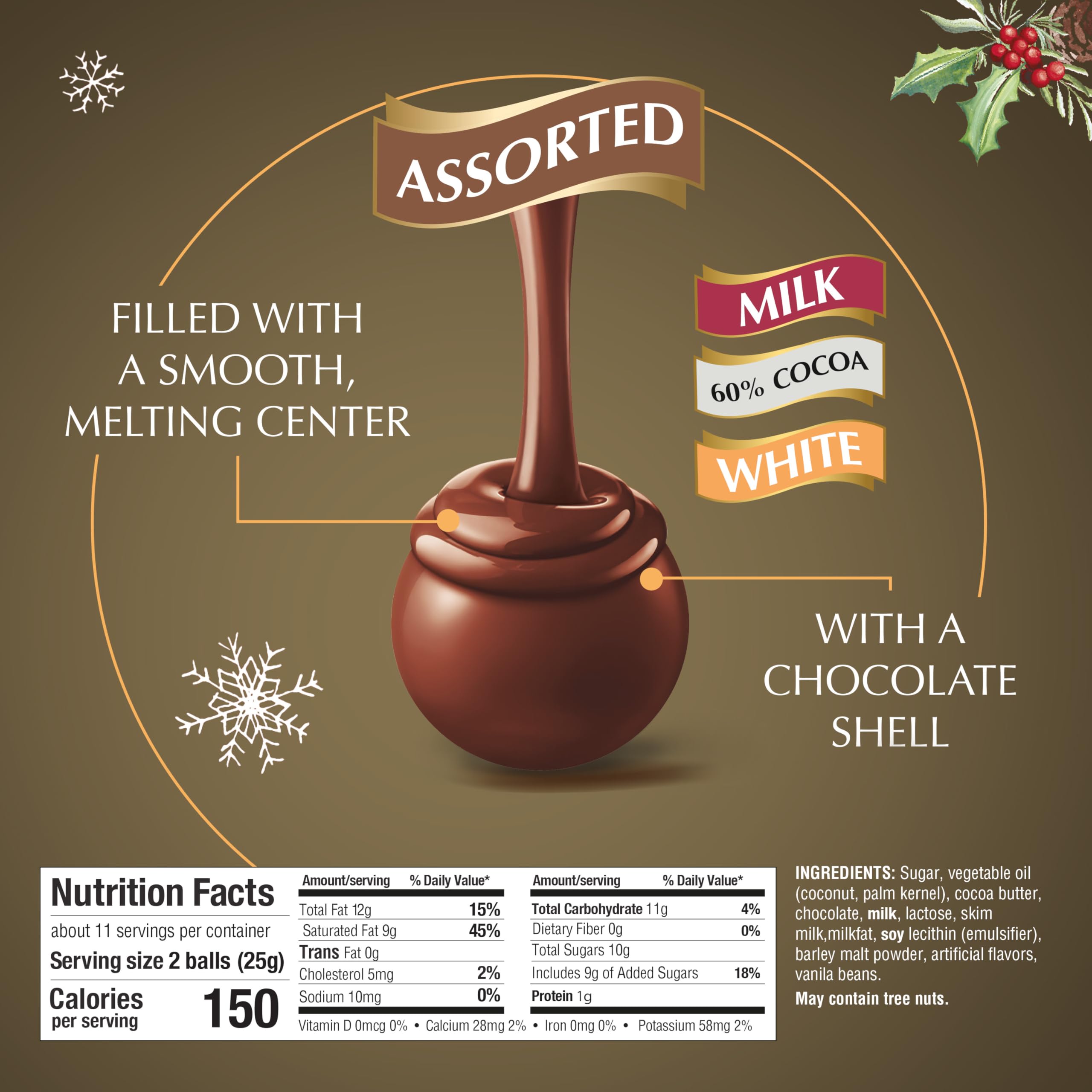 Lindt LINDOR Holiday Snickerdoodle White Chocolate Candy Truffles with Smooth, Melting Truffle Center, 8.5 oz. Bag