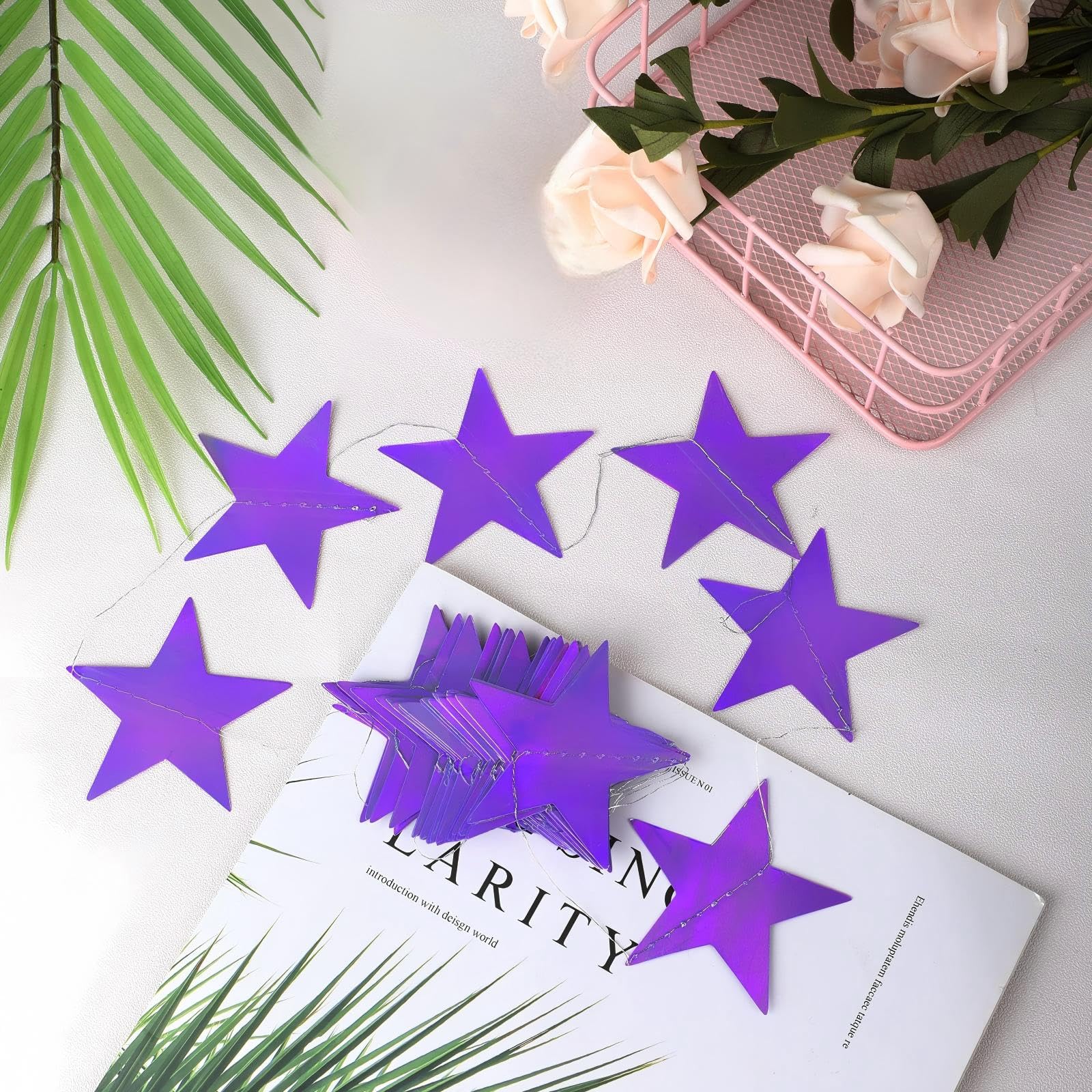 Patelai Glitter Star Garland Banner 2026 Graduation Decor 130 Feet Star Hanging Banner Twinkle Backdrop for Party Birthday Classroom Wedding Supplies(Gold)